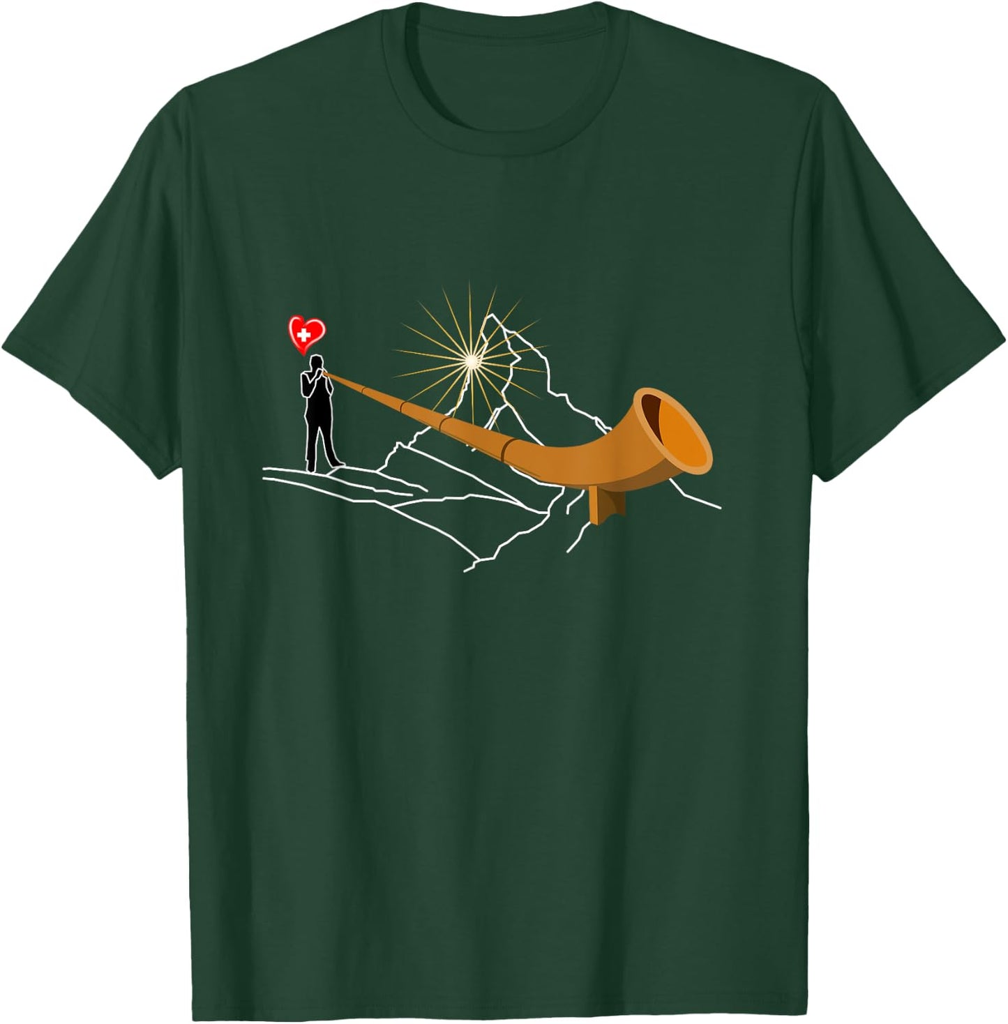 Matterhorn Mountains in the home Alphorn Switzerland Sunrise T-Shirt - T-Shirt | Forest