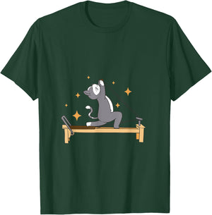 Cat Doing Pilates Workout Routine Men Women Kids T-Shirt - T-Shirt | Forest