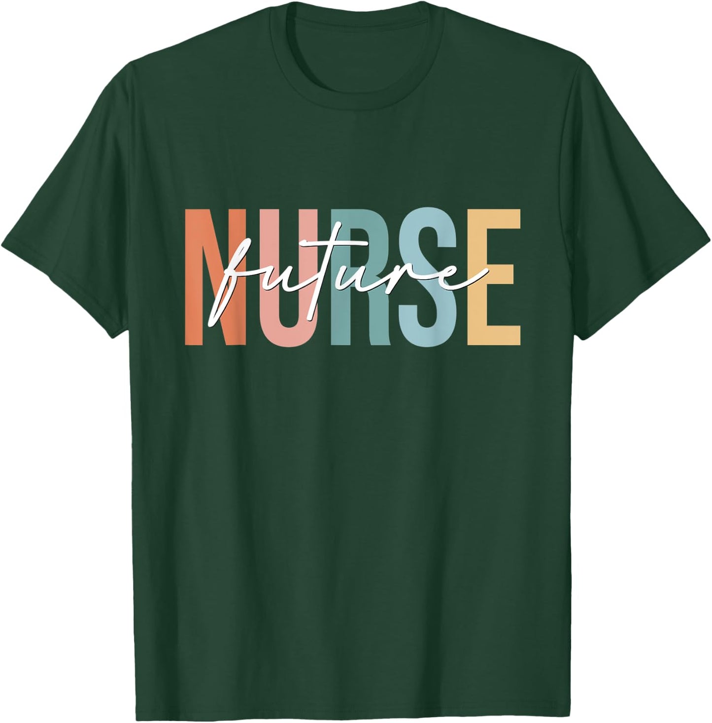 Boho Retro Vintage Future Nurse Stethoscope Nursing T-Shirt - T-Shirt | Forest