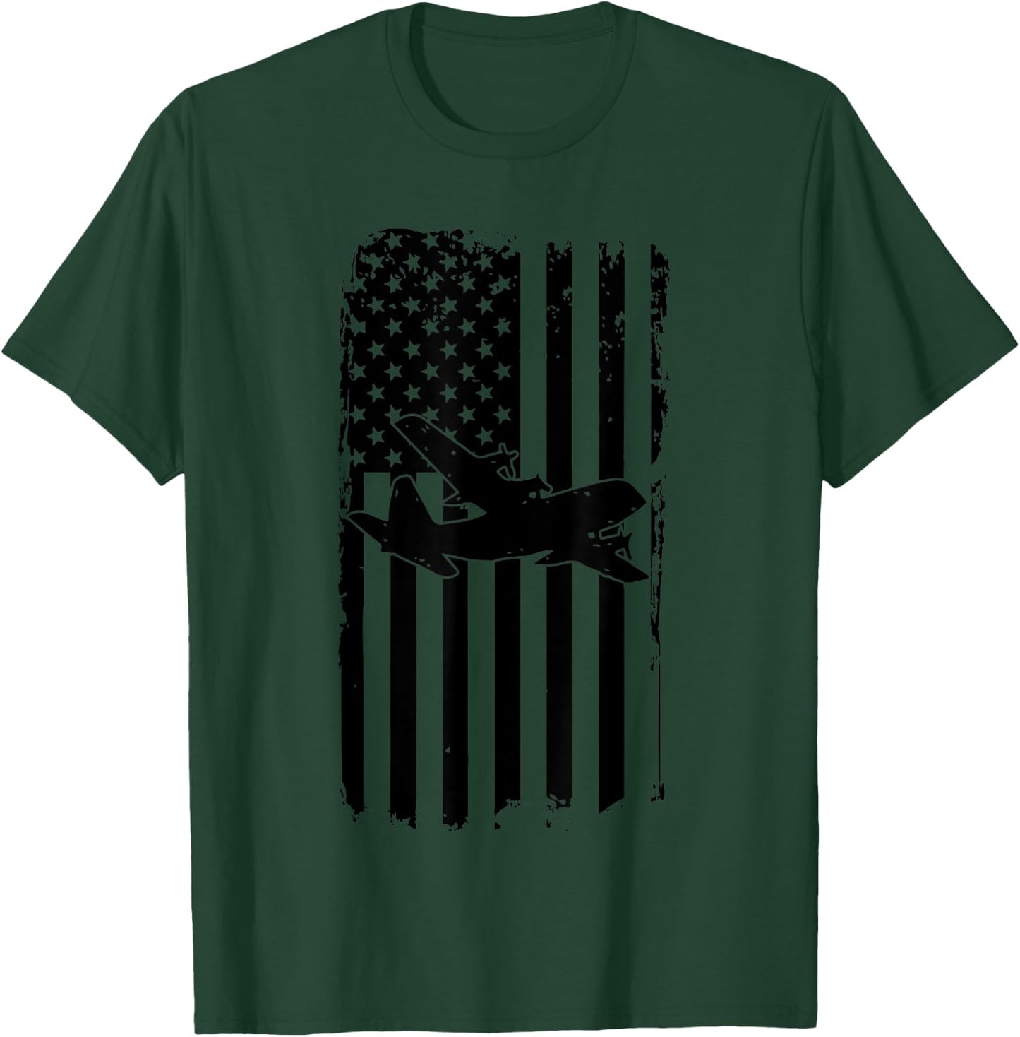 C-130 Airplane Retro Distressed Aircraft Pilot Gift T-Shirt - T-Shirt | Forest