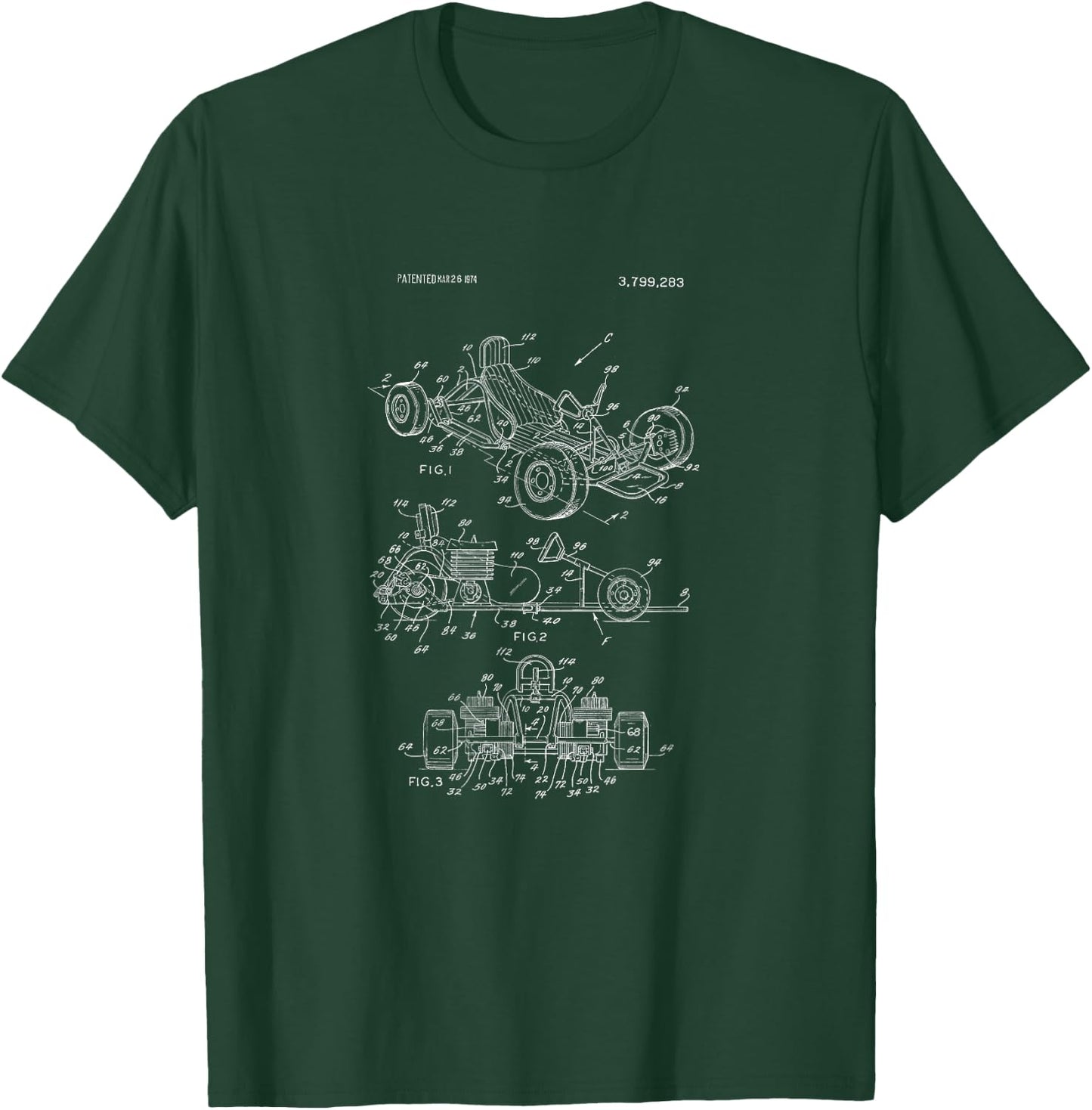 Vintage Karting T Shirt Retro Patent Go Kart Racing Pilots T-Shirt - T-Shirt | Forest