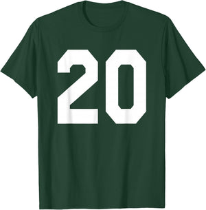 Number 20 Sports Jersey Front and Back Team Player T-Shirt - T-Shirt | Forest