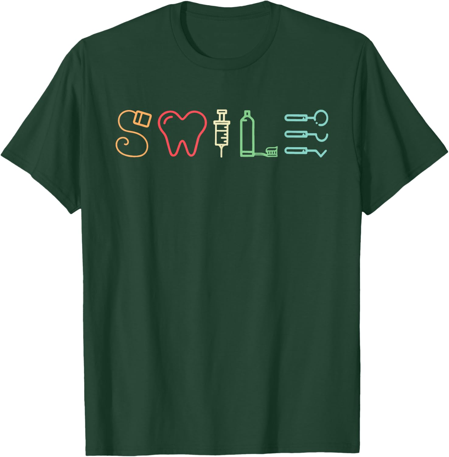 Dentist Smile Teeth Dental Hygienist Funny Dentist Vintage T-Shirt - T-Shirt | Forest