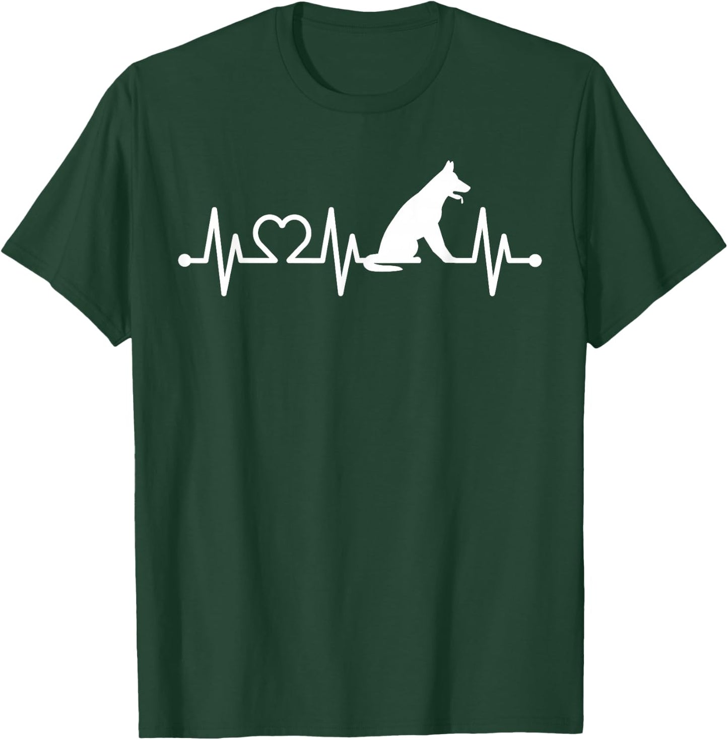 ECG Heartbeat German Shepherd Pulse for Dog Owners T-Shirt - T-Shirt | Forest