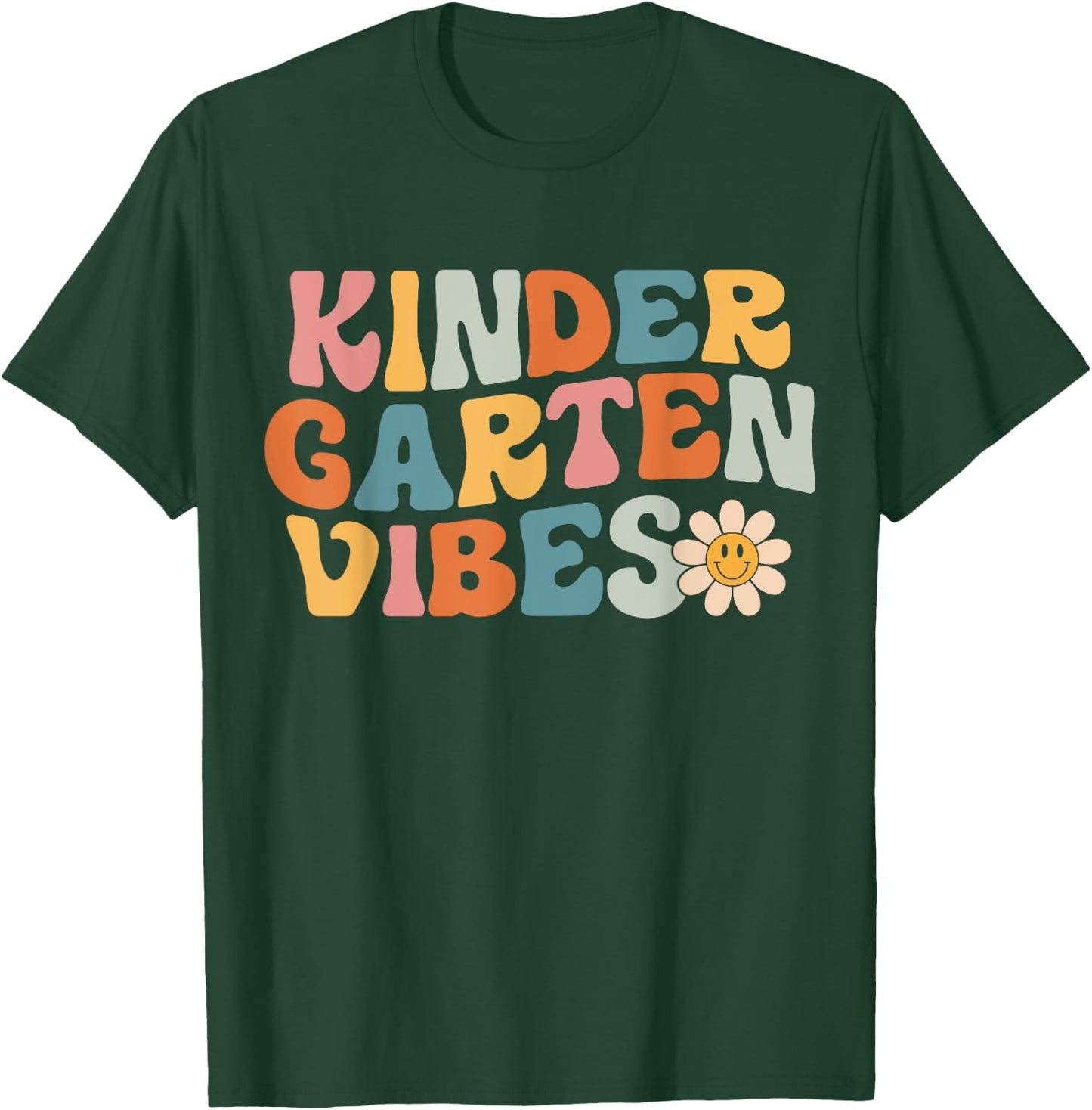Kindergarten Vibes - Kinder Crew Retro First Day of School T-Shirt - T-Shirt | Forest