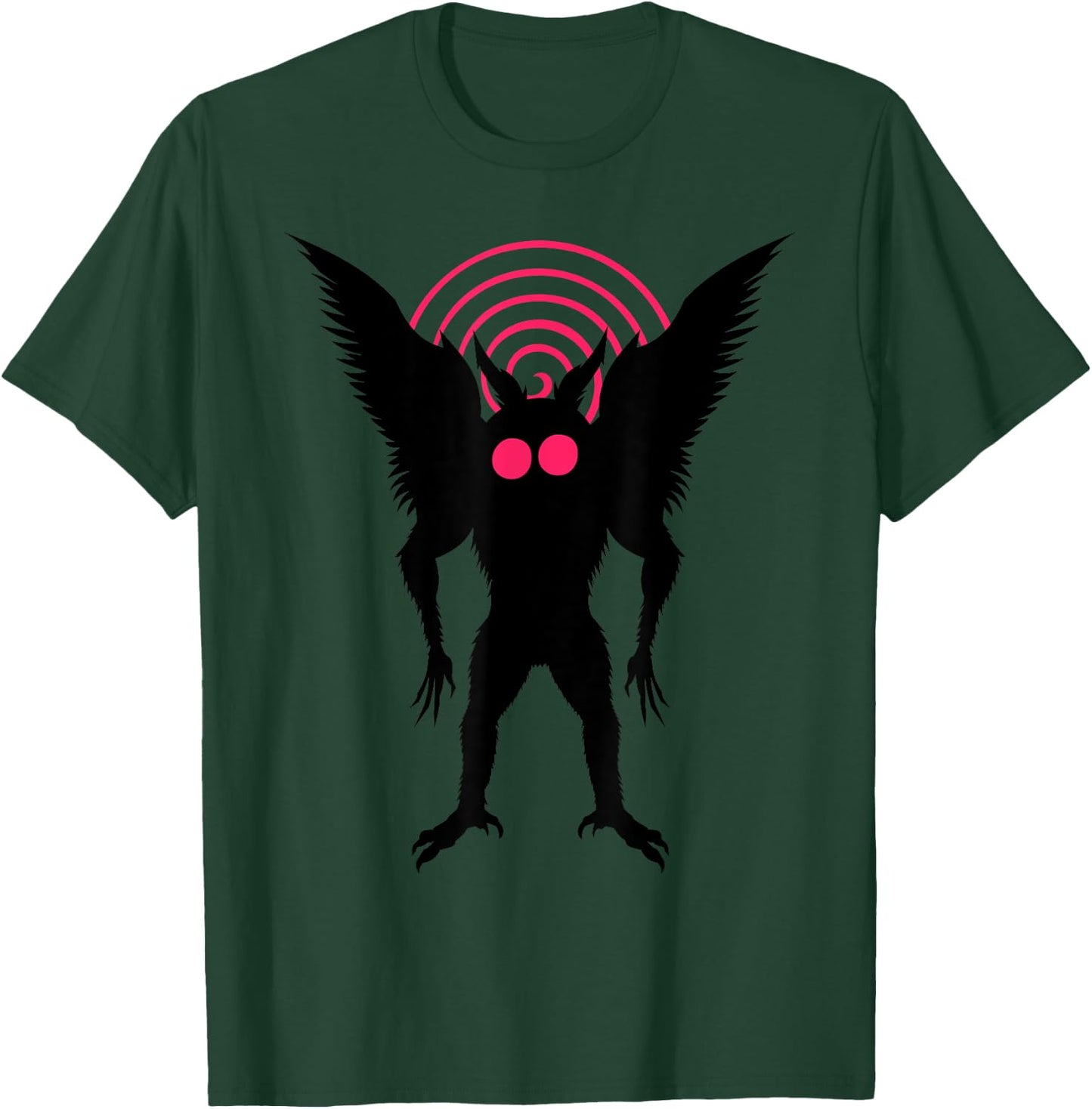 Moth Man Silhouette With Red Eyes Dimensional Portal Mothman T-Shirt - T-Shirt | Forest