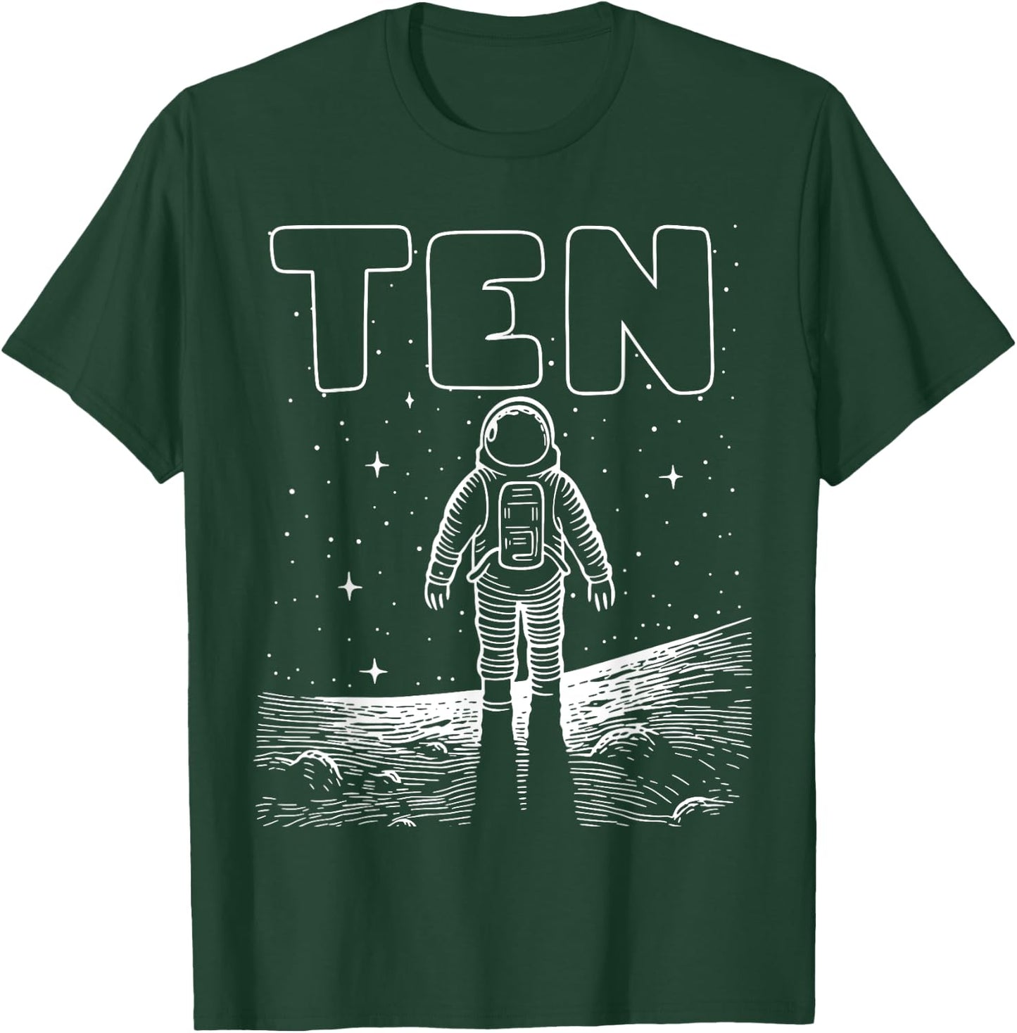 10th Birthday Ten Year Old Space Astronaut Tenth Birthday T-Shirt - T-Shirt | Forest
