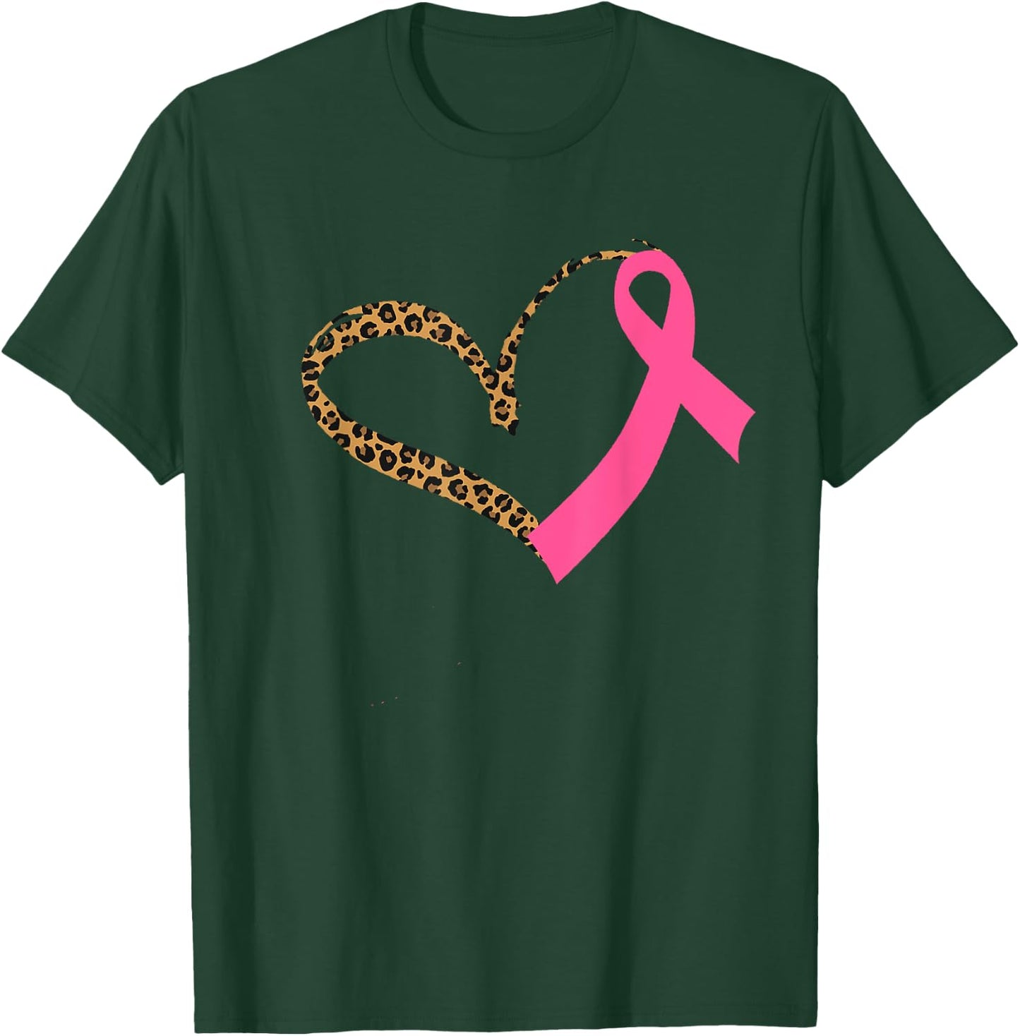 Breast Cancer Awareness Leopard Print Heart Pink Ribbon Mom T-Shirt - T-Shirt | Forest