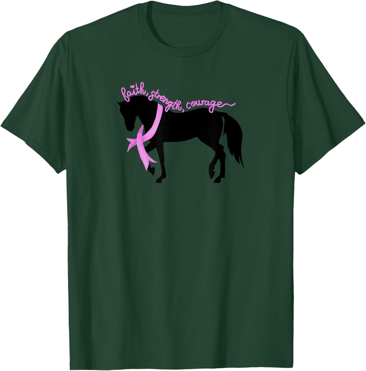 Breast Cancer with Horses and Breast Cancer Awareness T-Shirt - T-Shirt | Forest