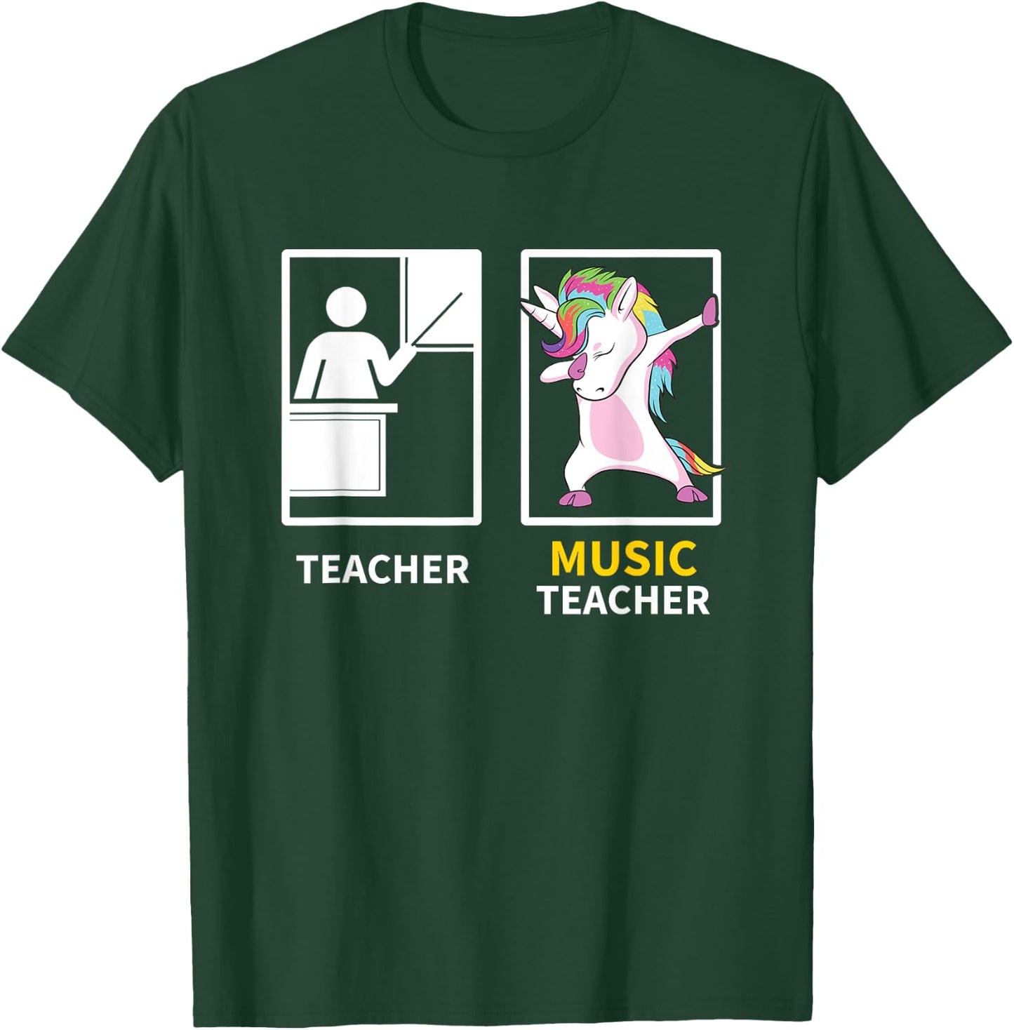 Dabbing Unicorn Music Teacher Gift Women Girls Kids T-Shirt - T-Shirt | Forest