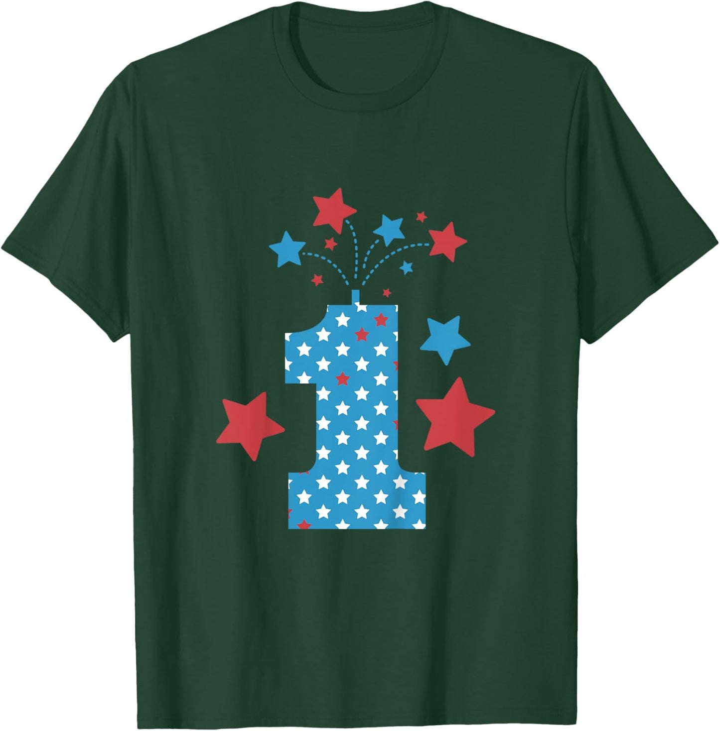 Red, White and One - 1st Birthday Patriotic Firecrackers T-Shirt - T-Shirt | Forest