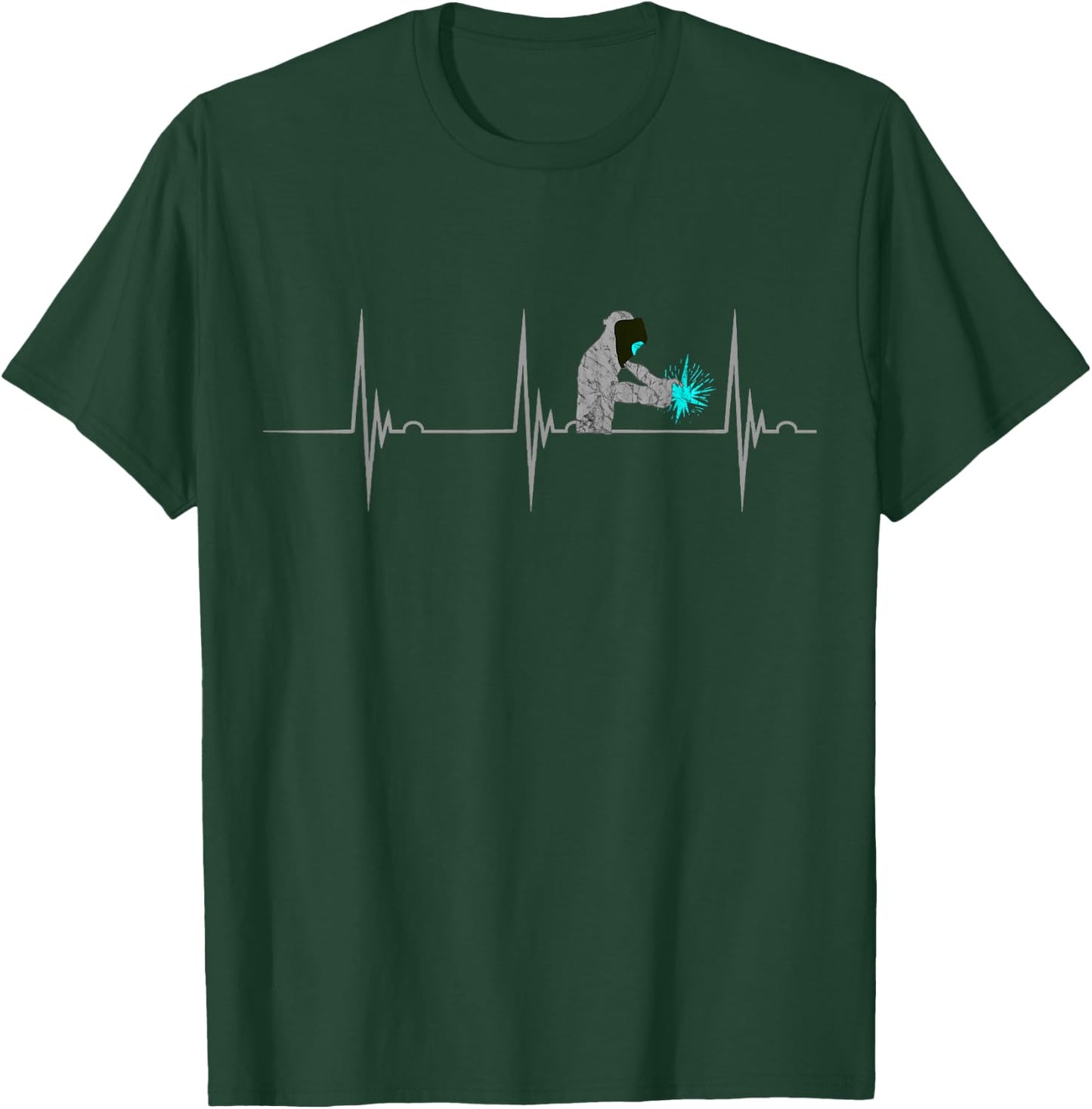 Welder Heartbeat EKG Pulse Steelworker Mig Welding T-Shirt - T-Shirt | Forest