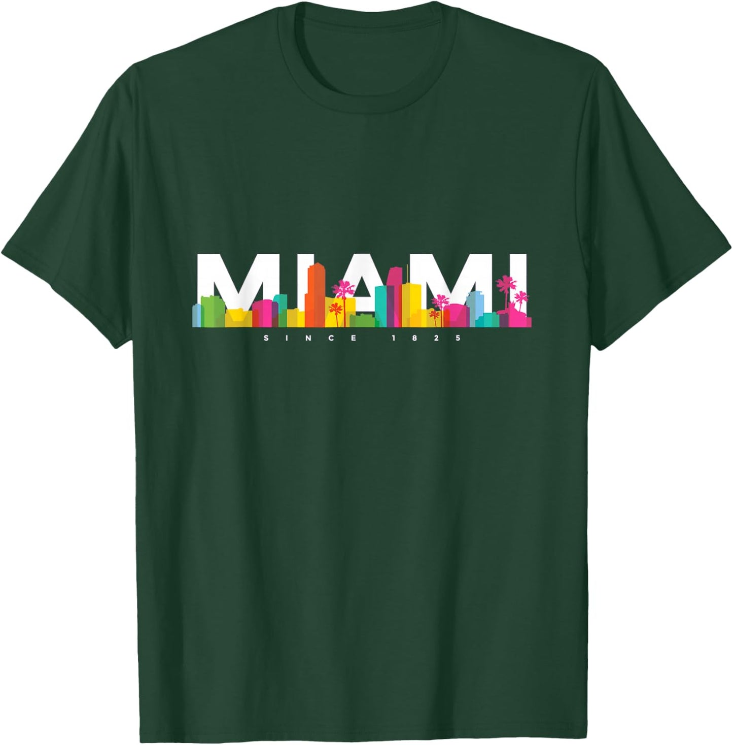 Miami Skyline Retro Vintage Florida Souvenir Gift T-Shirt - T-Shirt | Forest