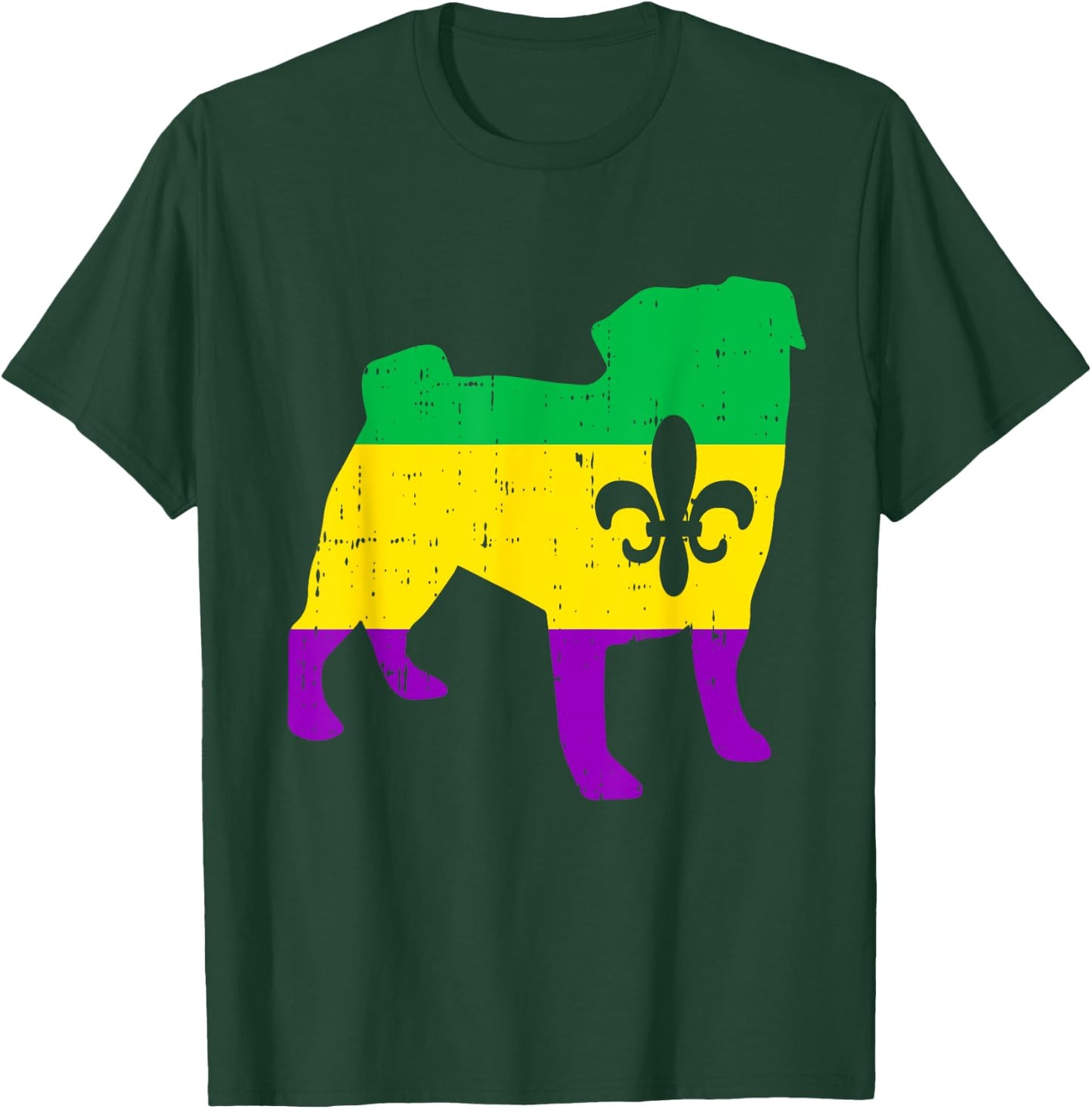 Pug Silhouette Mardi Gras Cute Dog Carnival Masquerade Party T-Shirt - T-Shirt | Forest