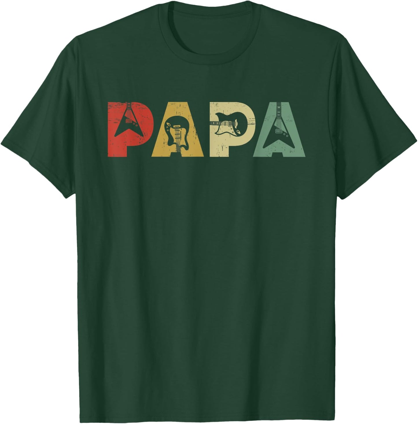 Vintage Guitar Men Music Papa Guitarist Father's Day T-Shirt - T-Shirt | Forest