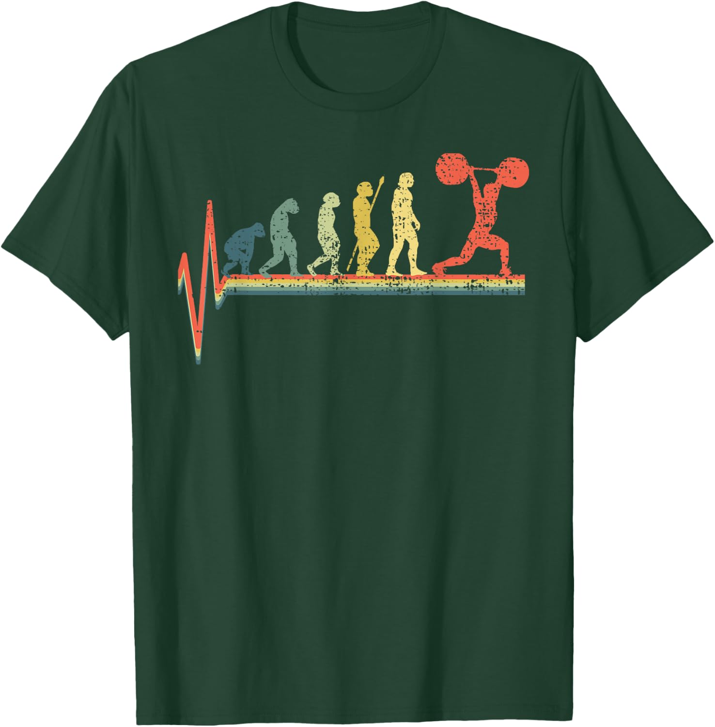 Lifting Weightlifting Powerlifting Vintage Heartbeat T-Shirt - T-Shirt | Forest