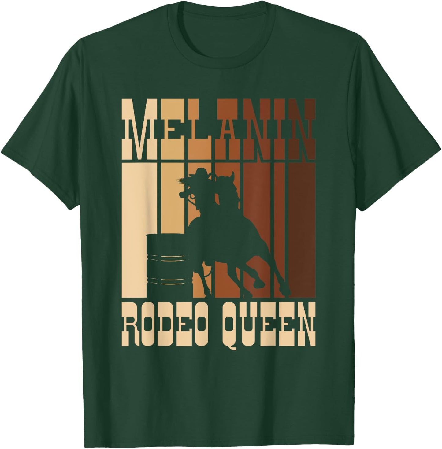Barrel Racing Melanin Rodeo Queen African American Cowgirl T-Shirt - T-Shirt | Forest