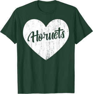 Hornets School Sports Fan Team Spirit Mascot Heart Gift T-Shirt - T-Shirt | Forest