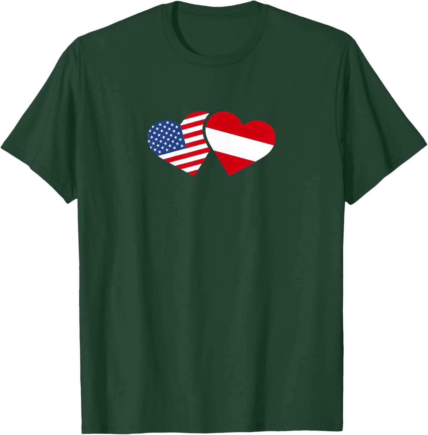 Austria USA Flag T Shirt Heart Austrian Americans Love Cute T-Shirt - T-Shirt | Forest