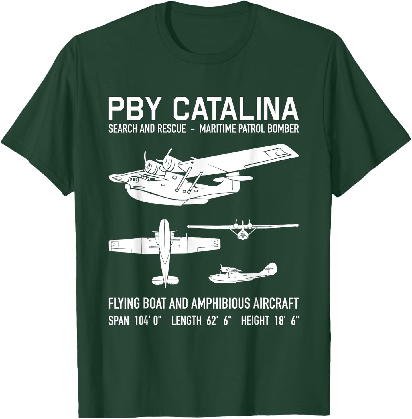 PBY Catalina American Flightboat charts from the 2 T-Shirt - T-Shirt | Forest