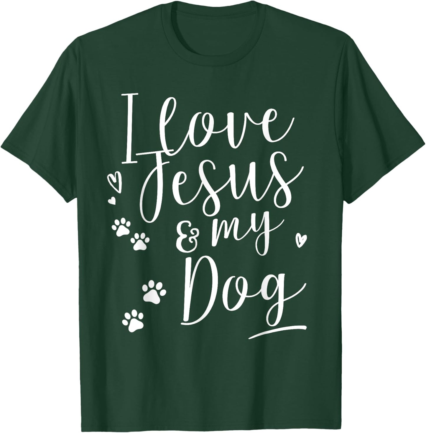 I love Jesus and my Dog Shirt Women Girls Kids T-Shirt - T-Shirt | Forest