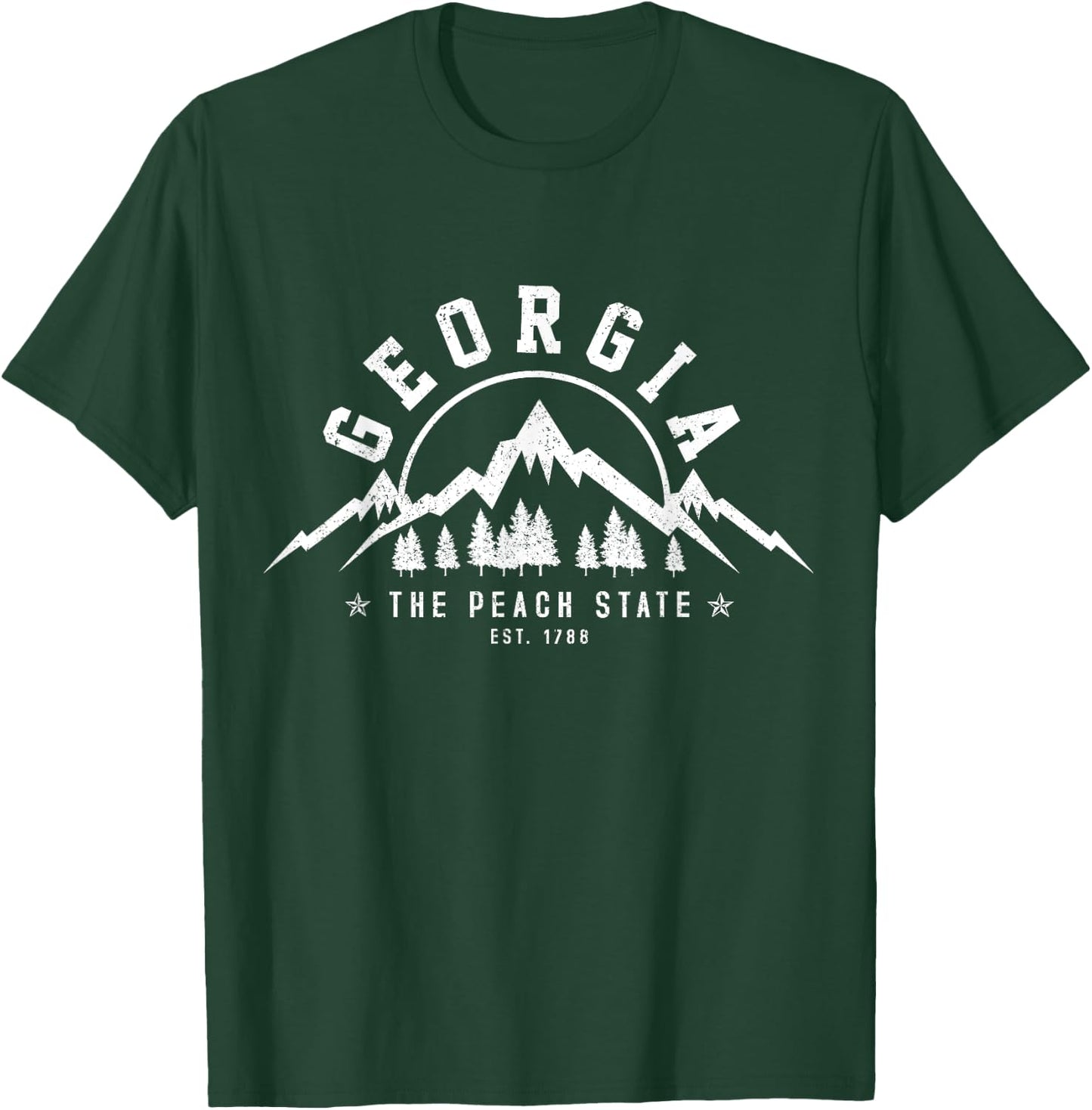 Georgia - The Peach State Est. 1788 Vintage Mountains Gift T-Shirt - T-Shirt | Forest