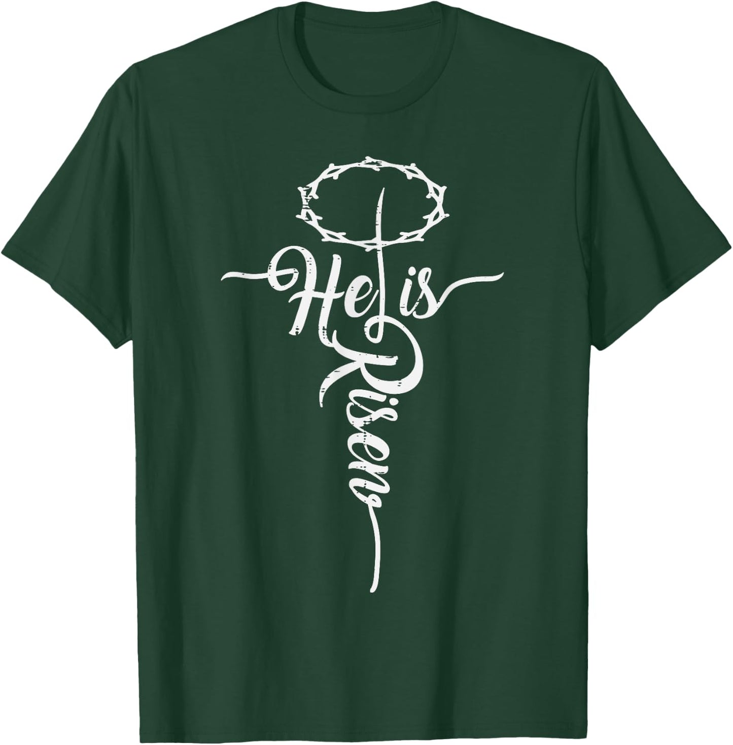 He Is Risen Cross Jesus Religious Easter Day Christians T-Shirt - T-Shirt | Forest