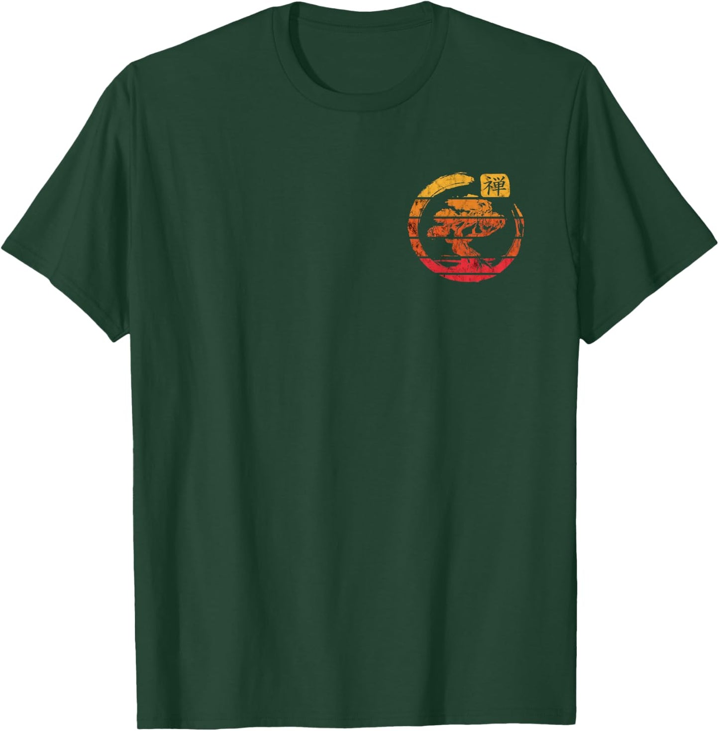 Bonsai Tree Enso Circle Retro Vintage Sunset Japan Buddha T-Shirt - T-Shirt | Forest