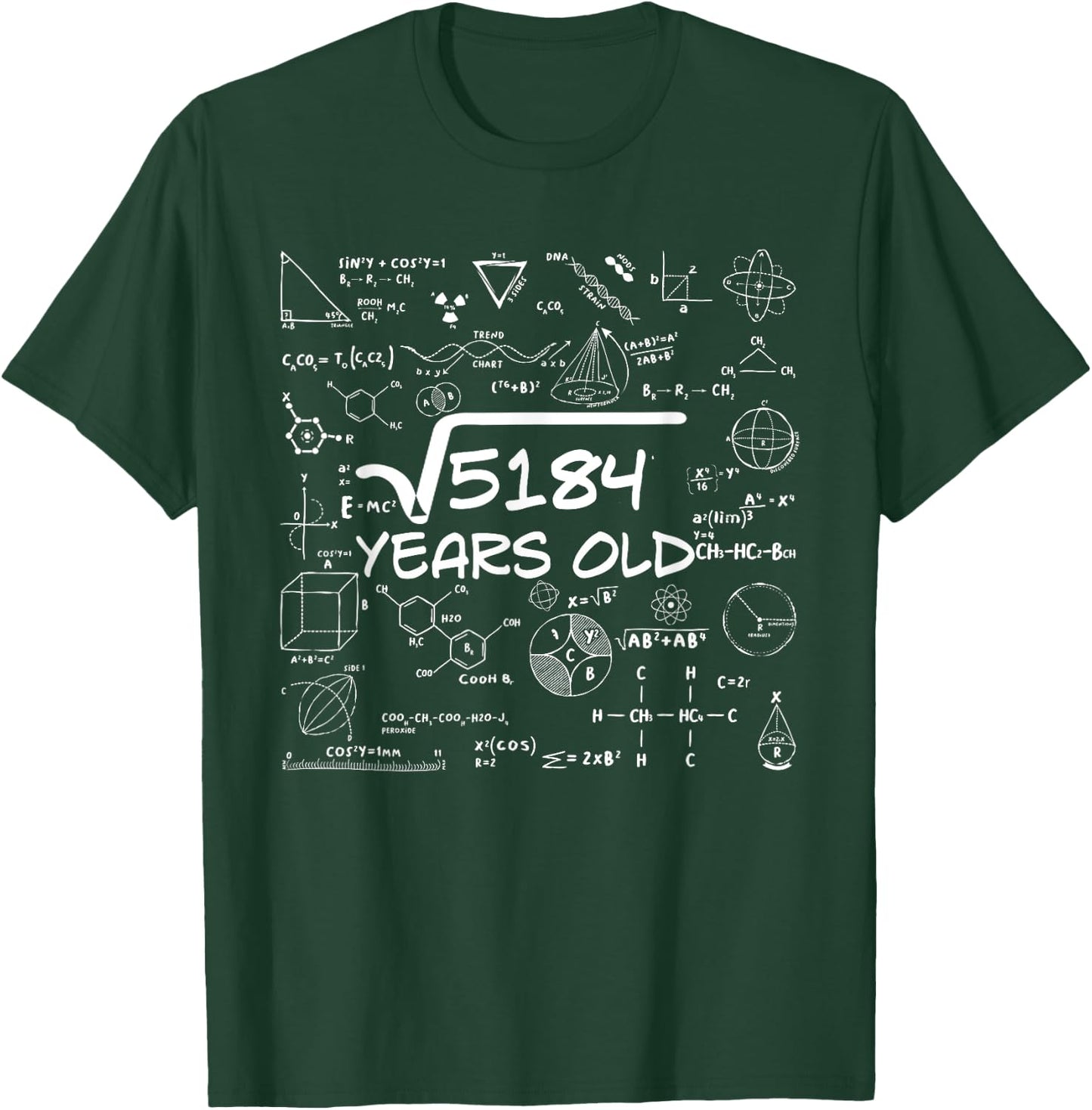 72nd Birthday Square Root of 5184 72 Years Old T-Shirt - T-Shirt | Forest