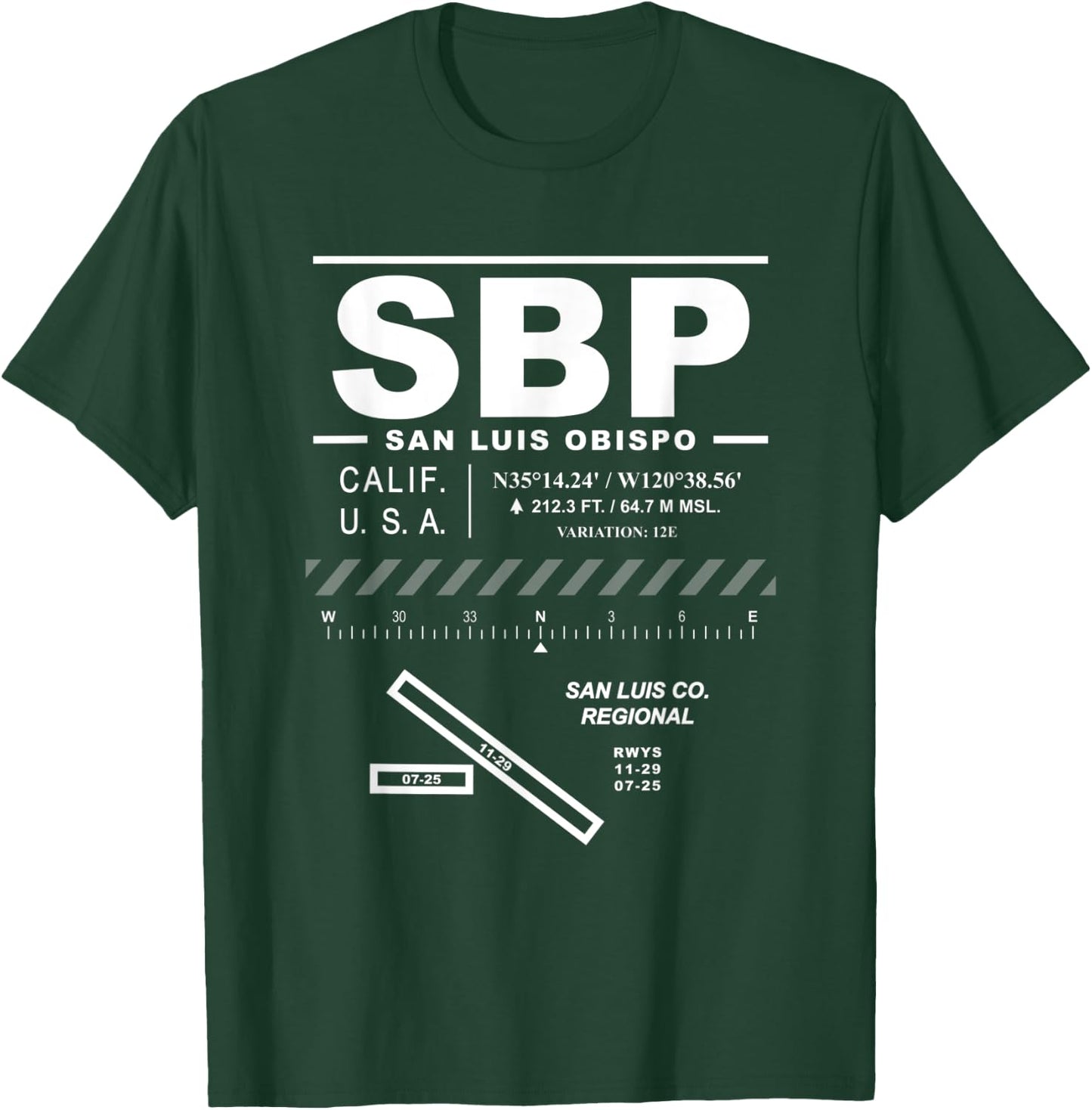 San Luis Obispo County Regional Airport California SBP T-Shirt - T-Shirt | Forest