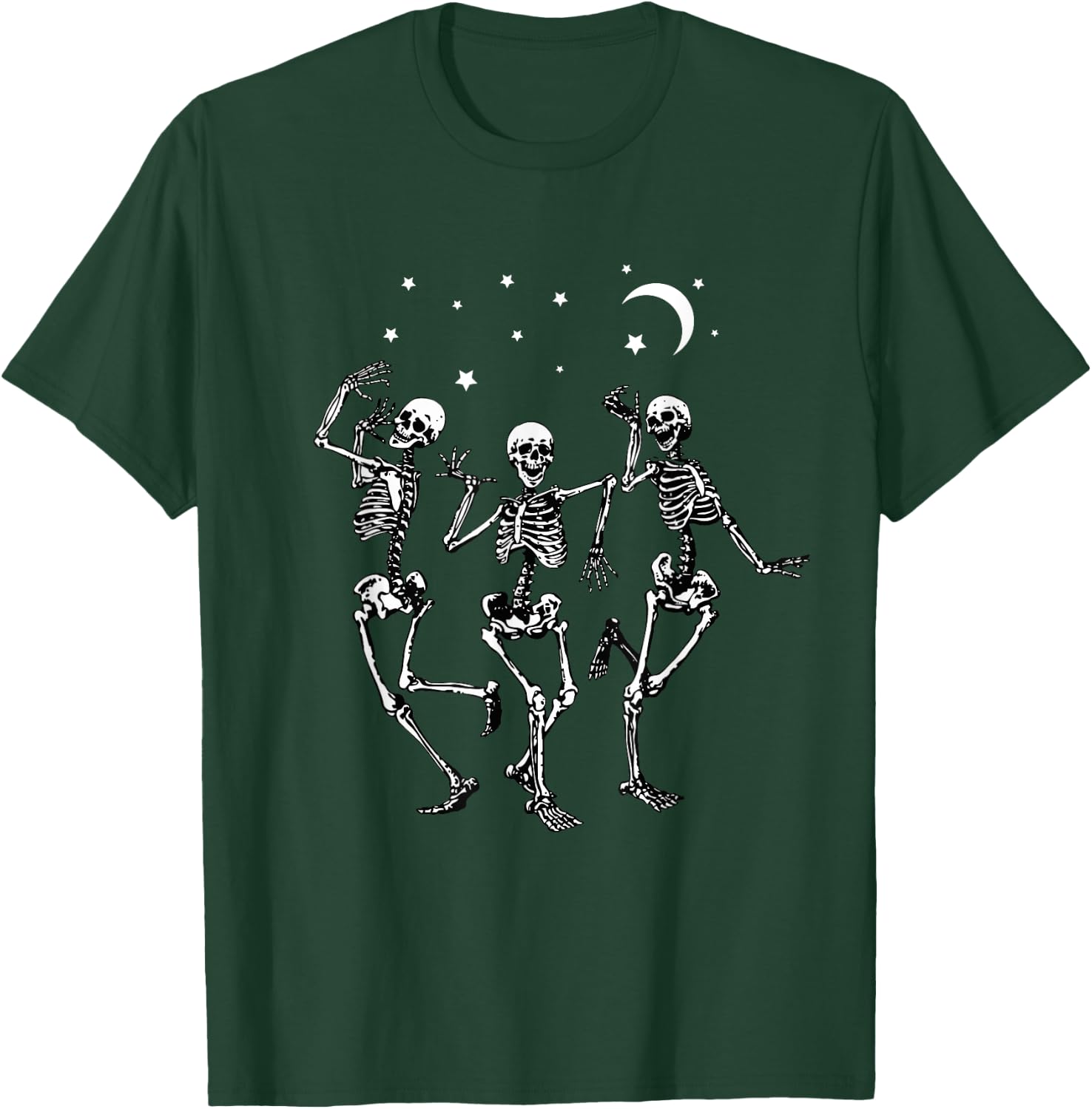 Skeleton Dancing Under The Moon Funny Happy Halloween T-Shirt - T-Shirt | Forest