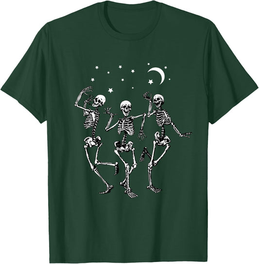 Skeleton Dancing Under The Moon Funny Happy Halloween T-Shirt - T-Shirt | Forest