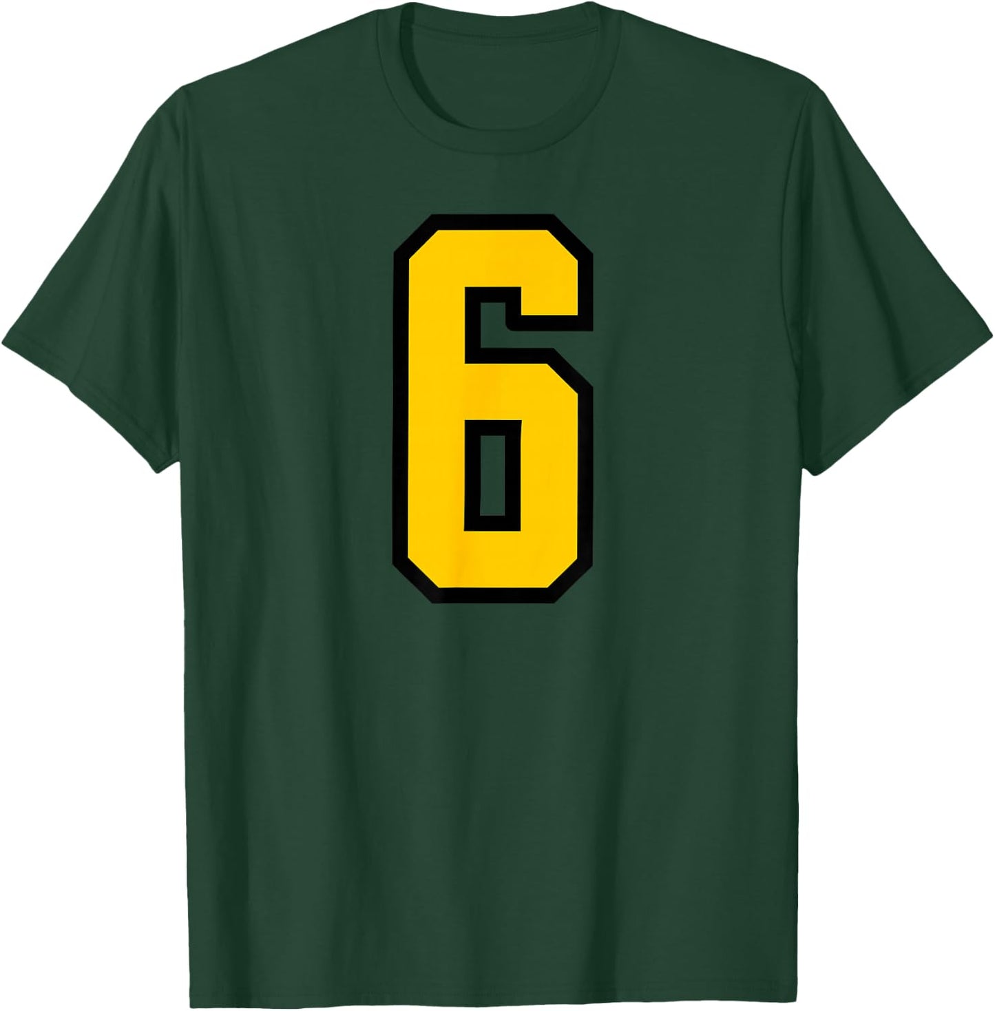 Yellow Black Sports Team Number #6 T-Shirt - T-Shirt | Forest