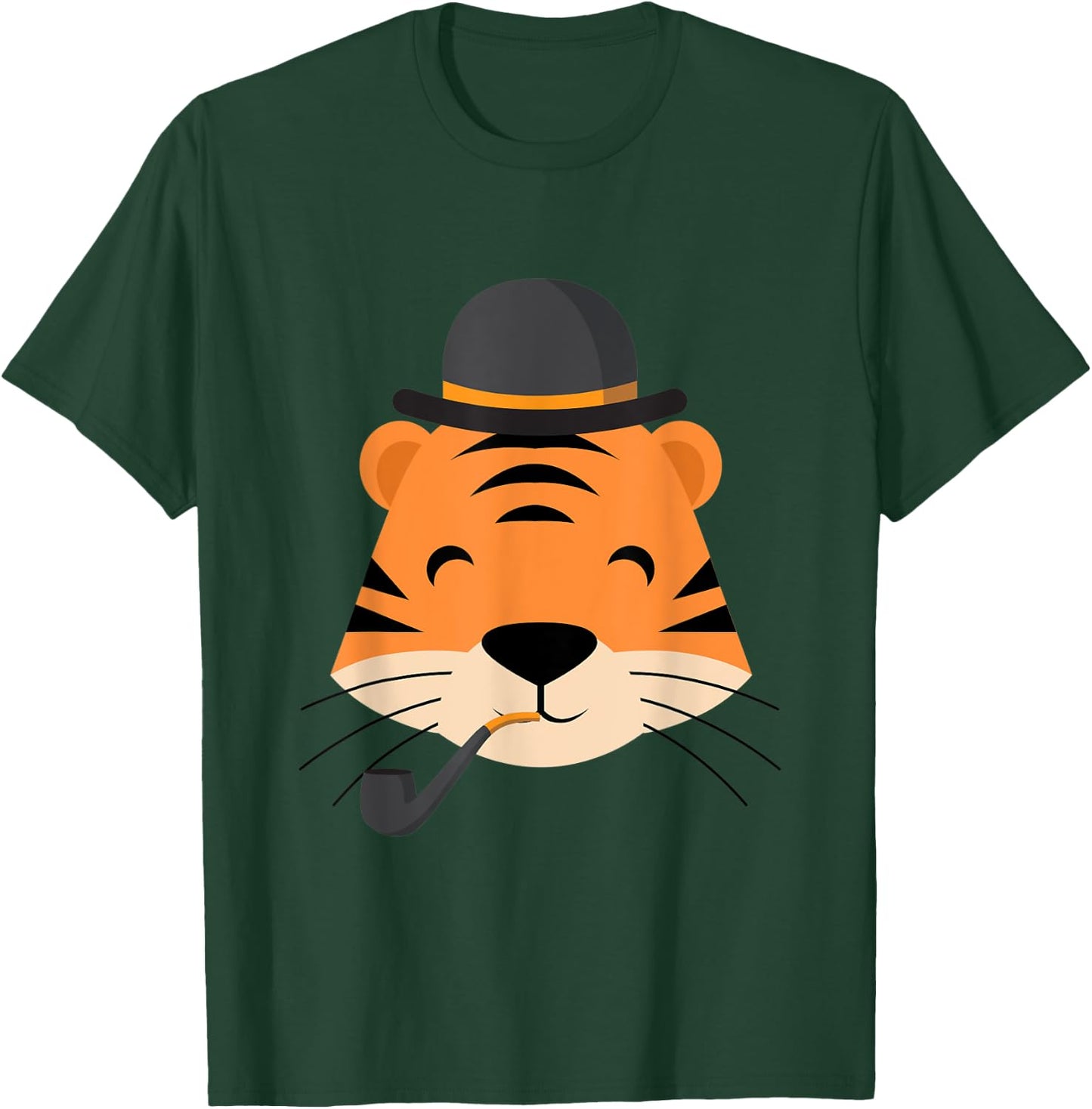 Tiger With Smoking Pipe And Hat Funny Cartoon T-Shirt - T-Shirt | Forest