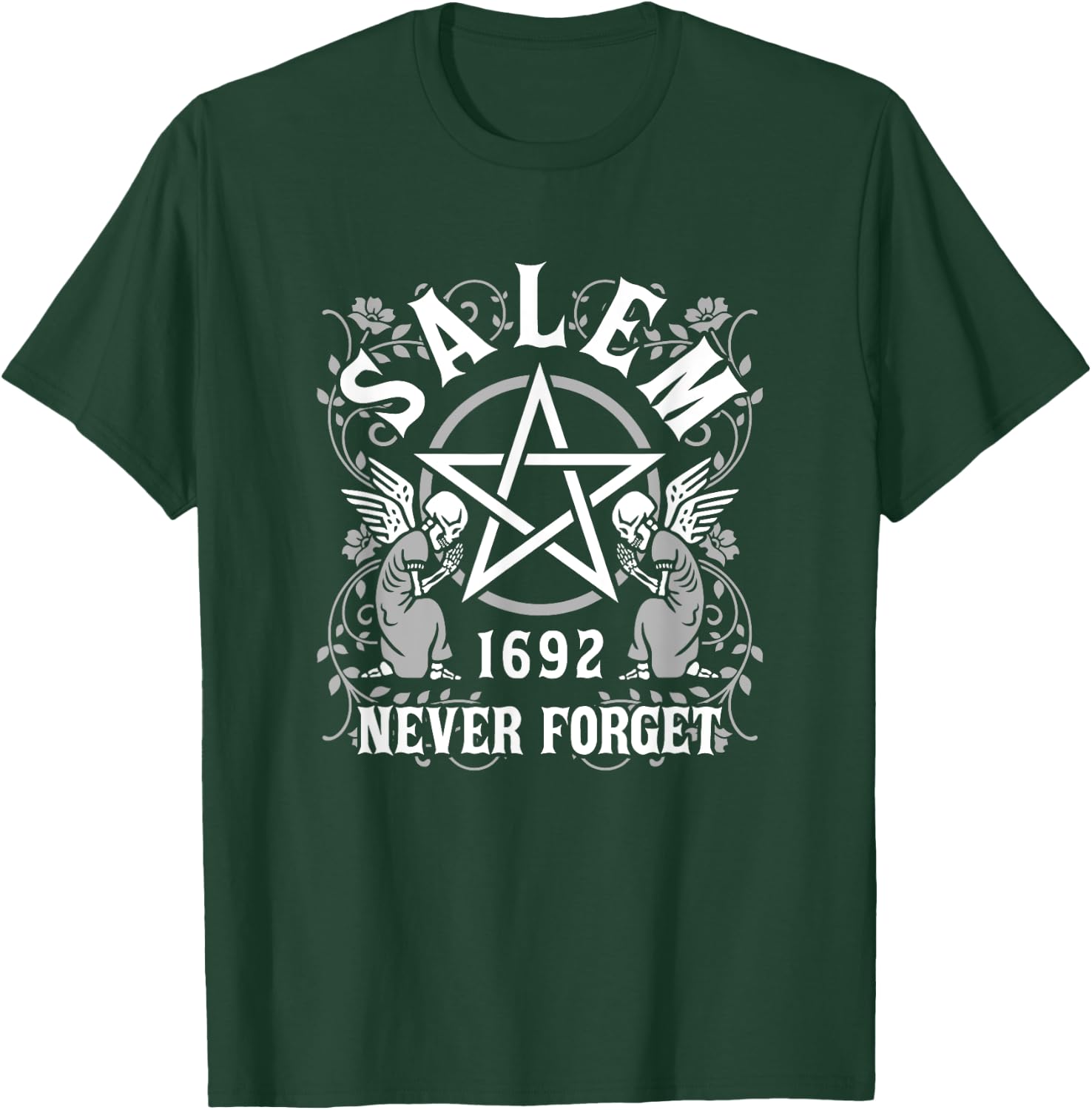 Salem Massachusetts Witch Coven Pentacle Never Forget 1692 T-Shirt - T-Shirt | Forest