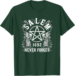 Salem Massachusetts Witch Coven Pentacle Never Forget 1692 T-Shirt - T-Shirt | Forest
