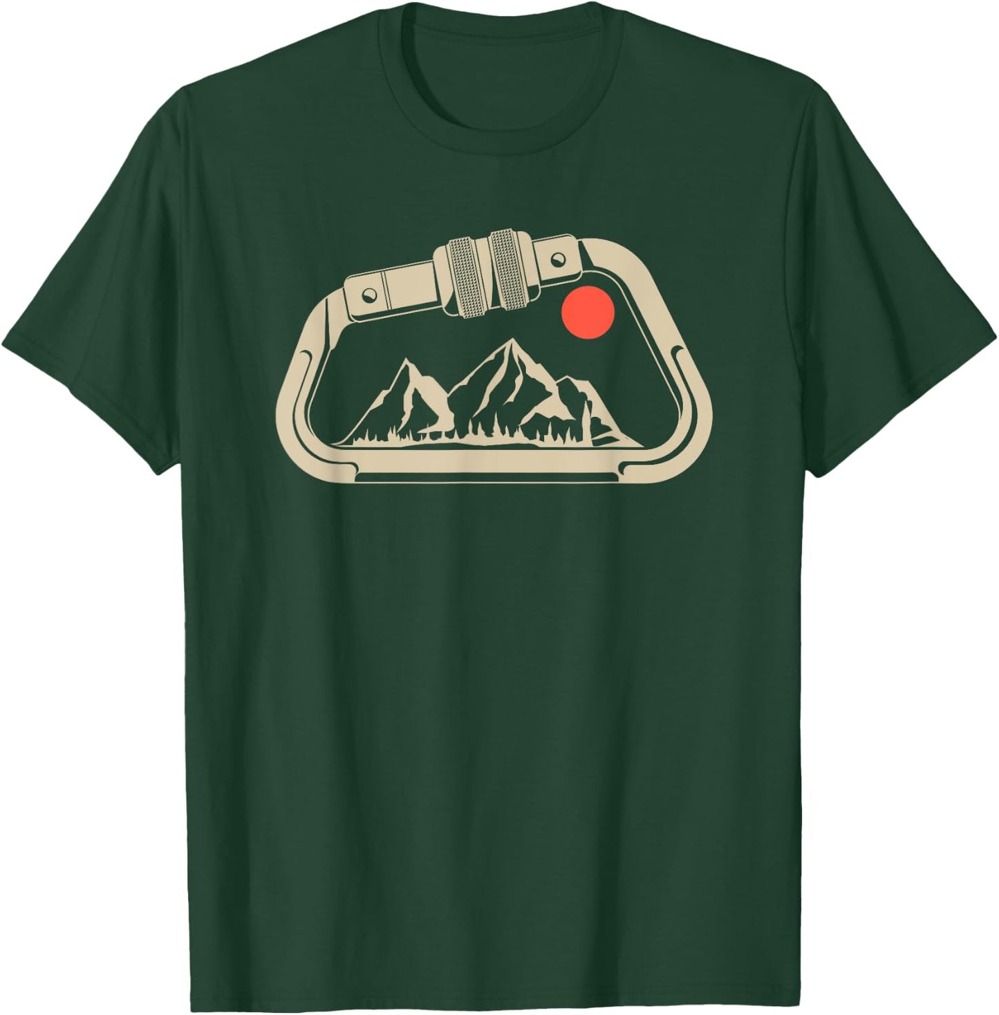 Retro Rock Climbing Bouldering Mountain Carabiner Clip T-Shirt - T-Shirt | Forest