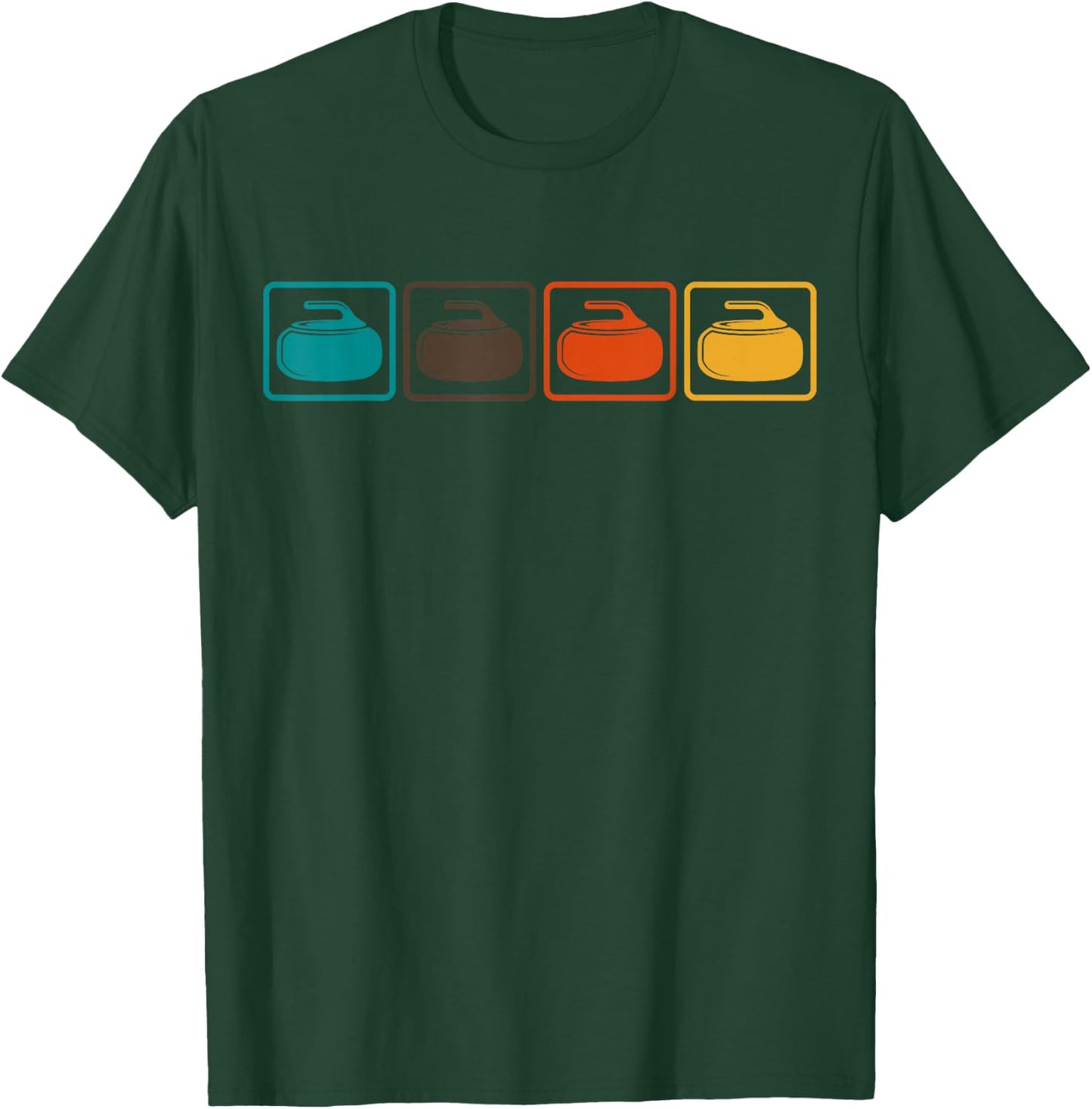 Curling Retro Vintage Ice Sports Curler Player T-Shirt - T-Shirt | Forest