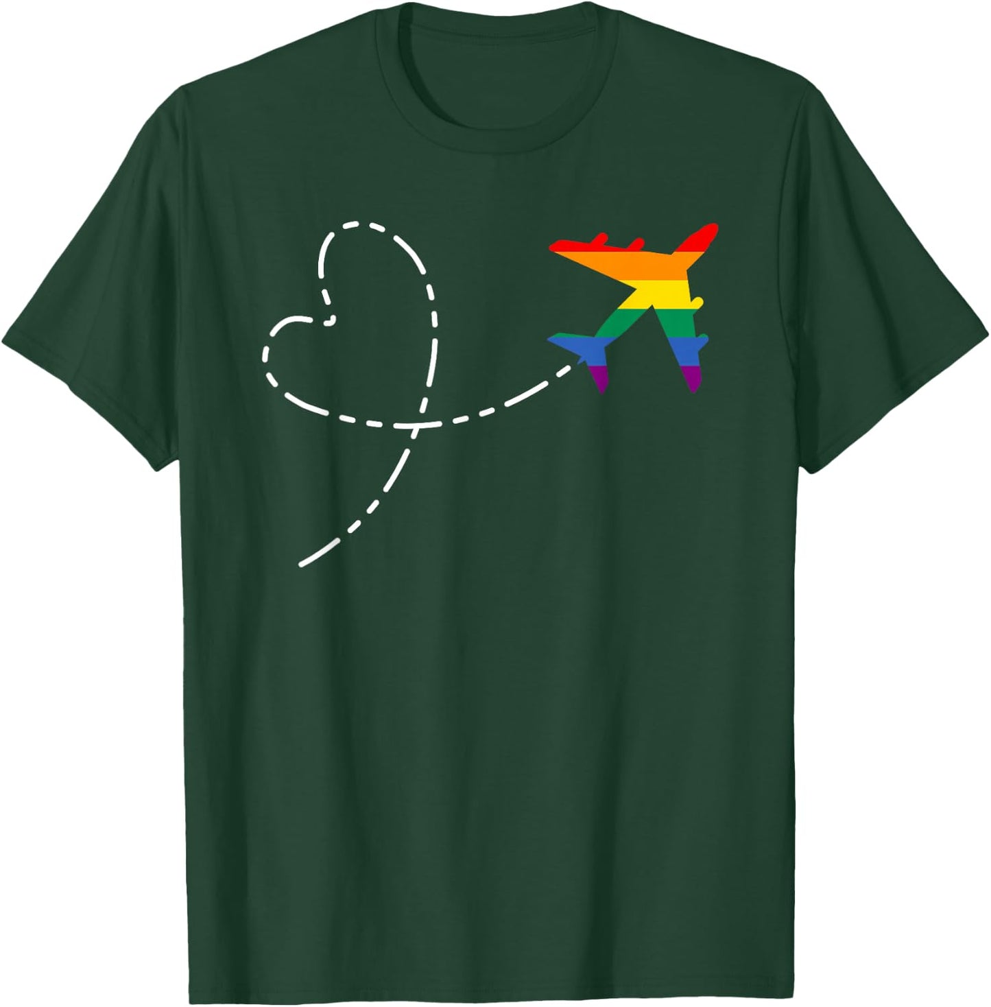 Airplane Rainbow Flag Flight Attendant Pilot LGBT Gay Pride T-Shirt - T-Shirt | Forest