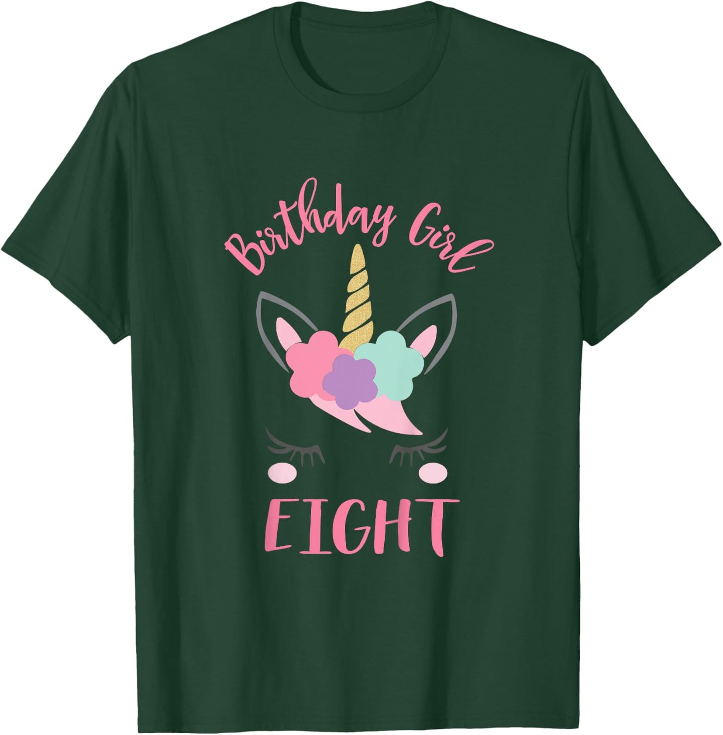 8th Birthday Shirt Girl Unicorn Eighth Birthday Outfit T-Shirt - T-Shirt | Forest