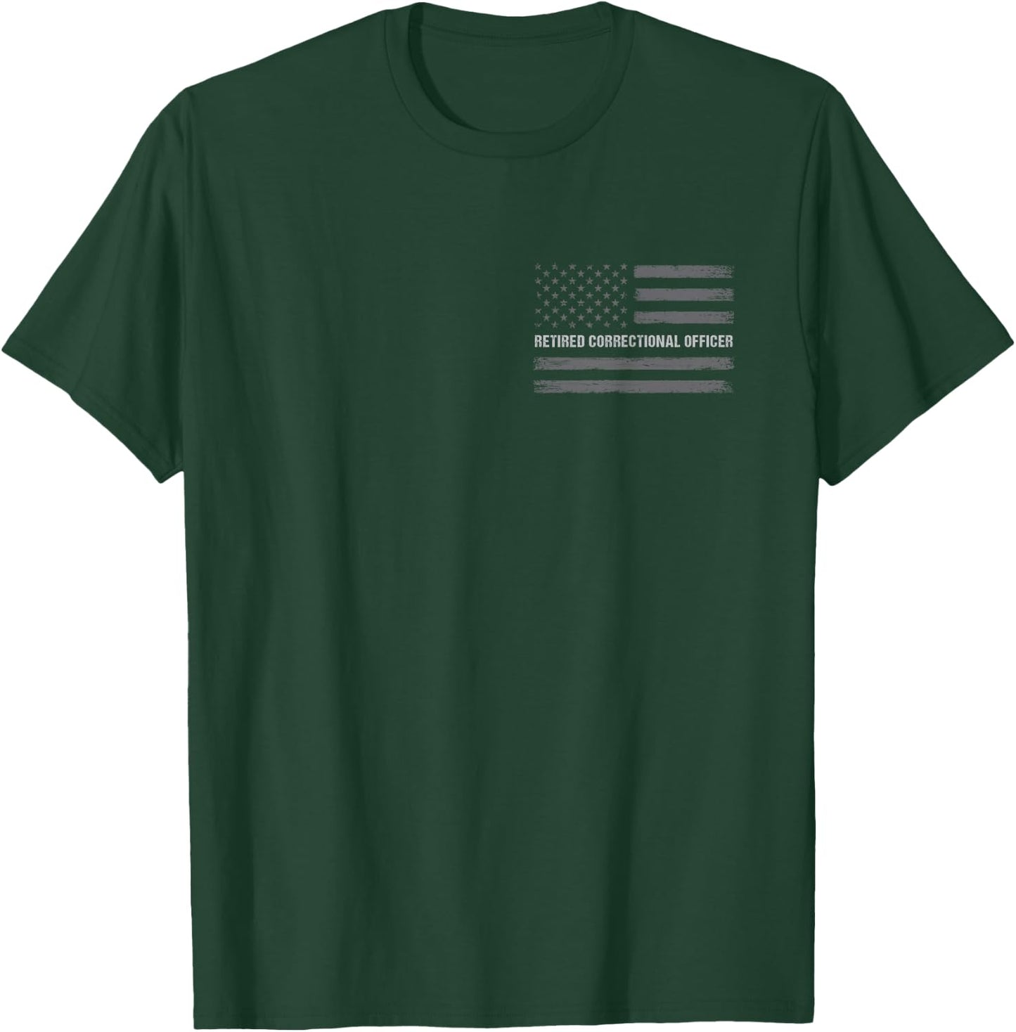Retired Correctional Officer American Flag Gift | 2 sided T-Shirt - T-Shirt | Forest