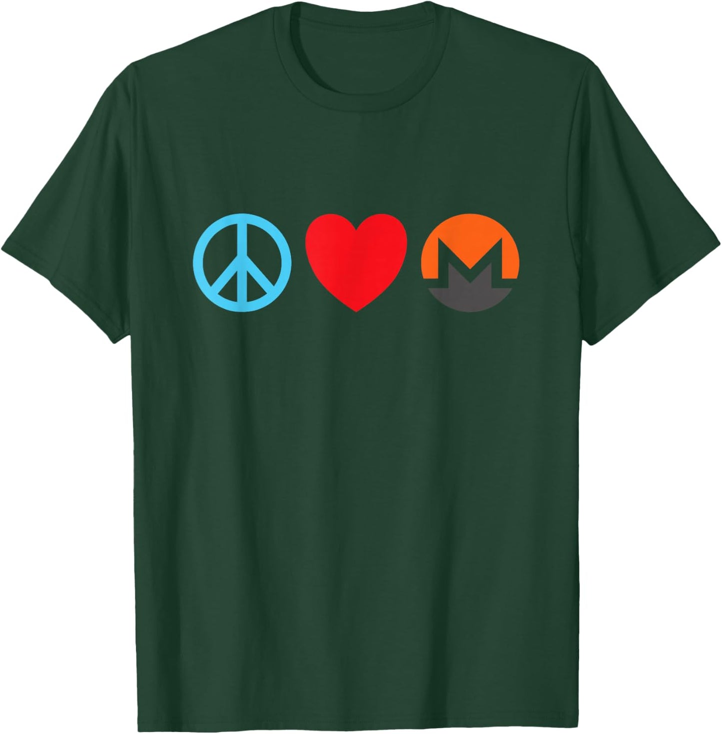 Peace Love Monero Shirt Monero Cryptocurrency Miners Gift T-Shirt - T-Shirt | Forest