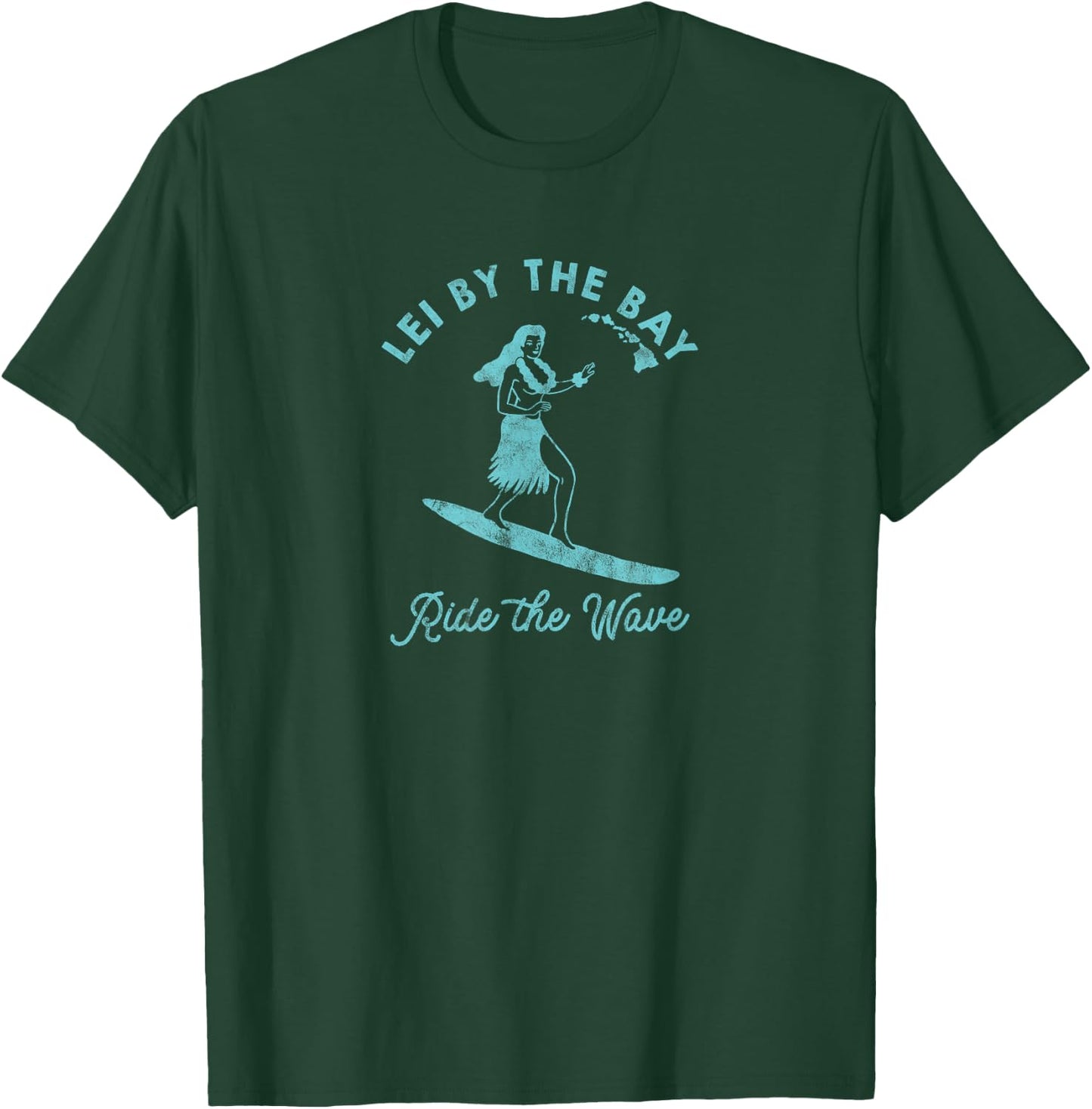 Hawaii Lei by the Bay Hula Surfer Girl Vintage Style T-Shirt - T-Shirt | Forest