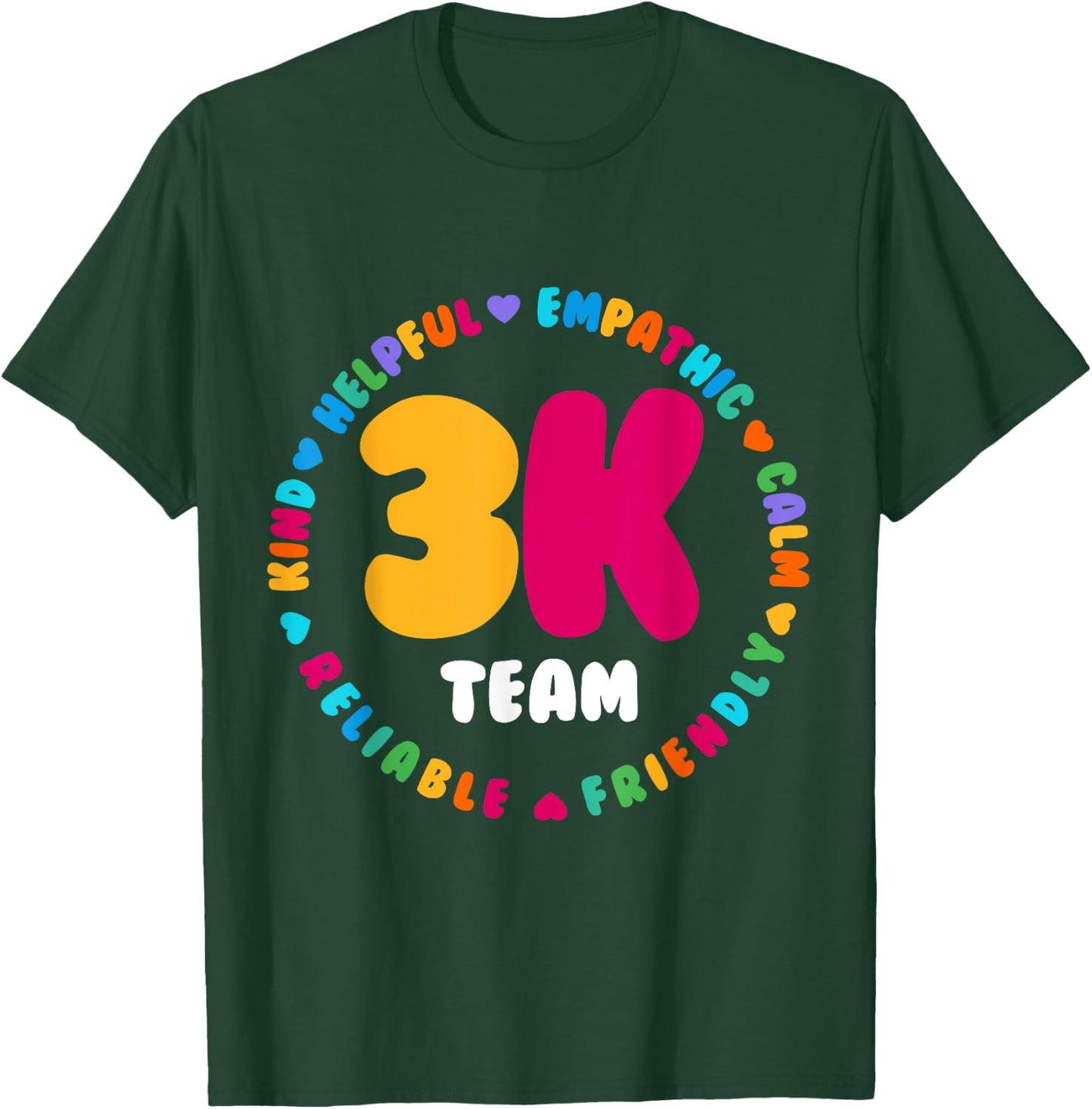 3K Team & Teacher Squad Threes Crew PreK Elementary Team T-Shirt - T-Shirt | Forest
