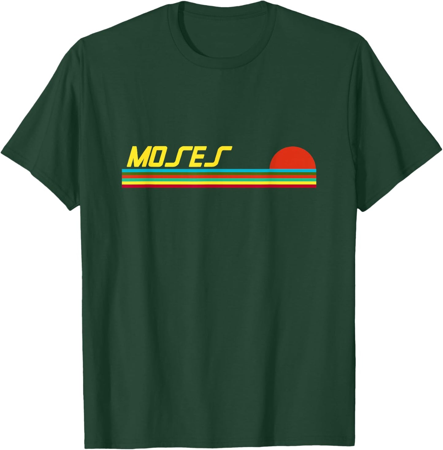 Moses First Name Logo Retro Sunset Surfer Style Moses T-Shirt - T-Shirt | Forest