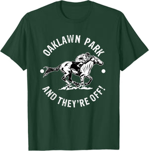 Horse Racetrack Designs Oaklawn Park AR Derby - Men's 3X-Large Black Short Sleeve Horse Racing Fan Equestrian AR Derby T-Shirt - T-Shirt | Forest
