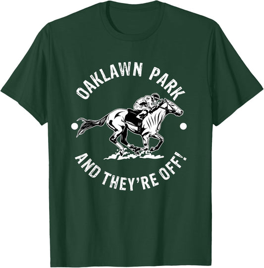 Horse Racetrack Designs Oaklawn Park AR Derby - Men's 3X-Large Black Short Sleeve Horse Racing Fan Equestrian AR Derby T-Shirt - T-Shirt | Forest