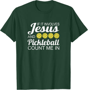 Distressed Jesus Pickleball Player Worship Church Graphic T-Shirt - T-Shirt | Forest
