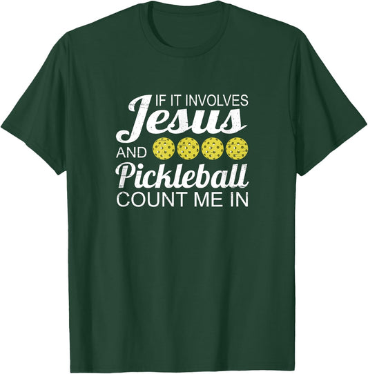 Distressed Jesus Pickleball Player Worship Church Graphic T-Shirt - T-Shirt | Forest