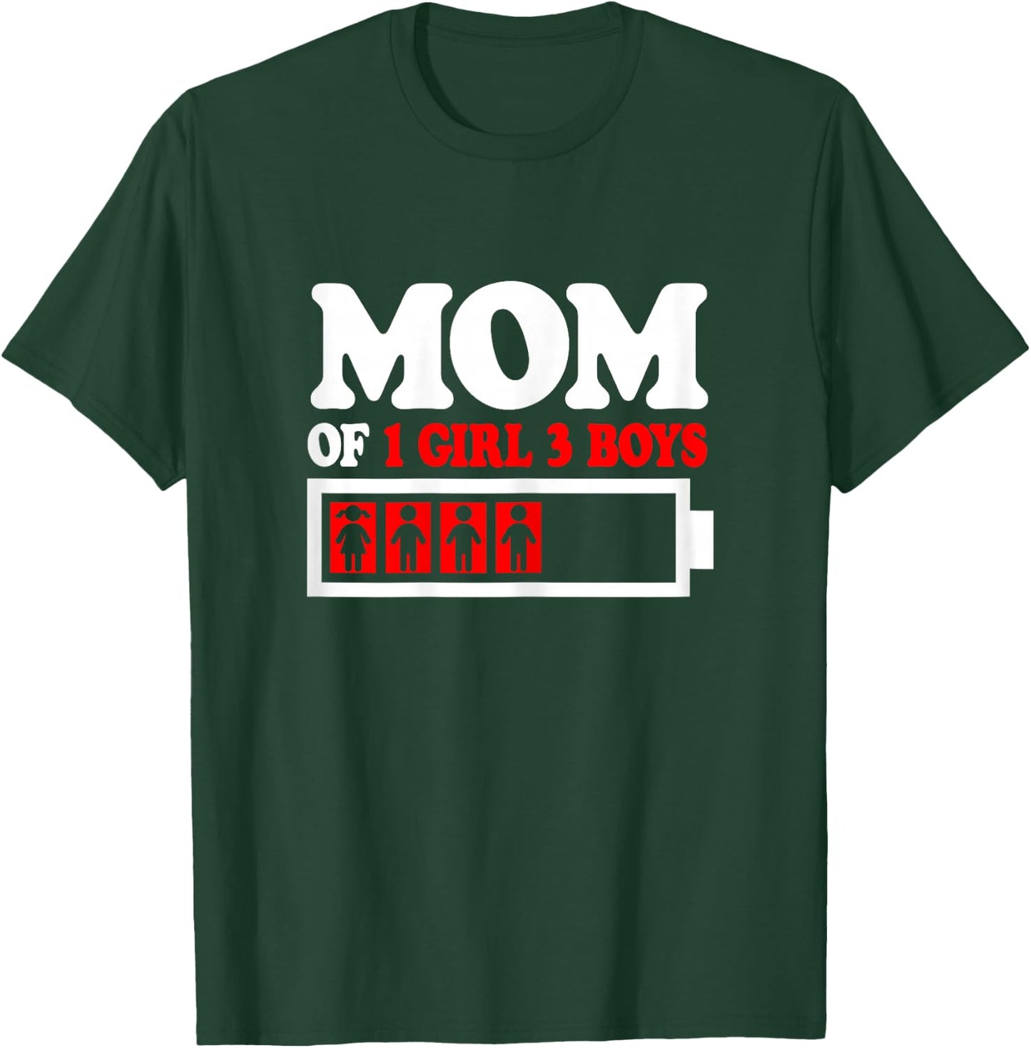 Funny Mom Of 1 Girl 3 Boys from Son Daughter Mother's Day T-Shirt - T-Shirt | Forest